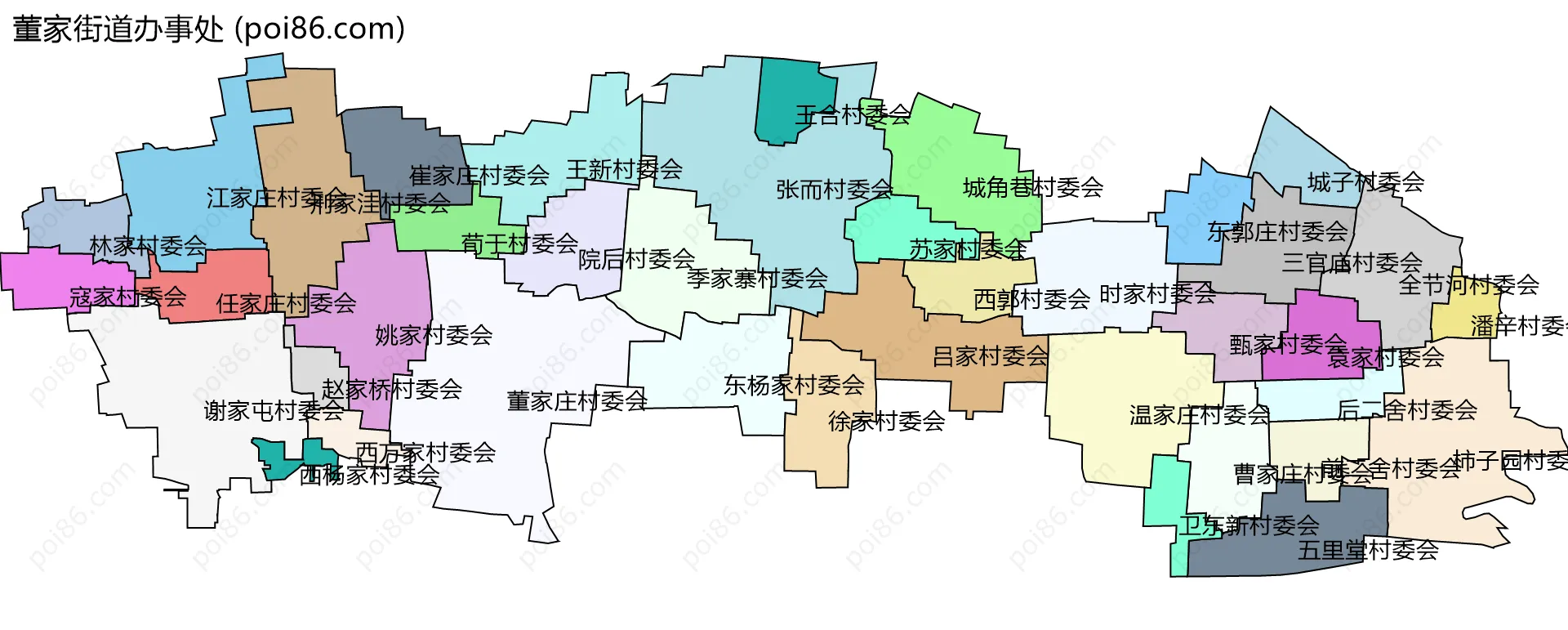 董家街道办事处边界地图(五级行政区划)