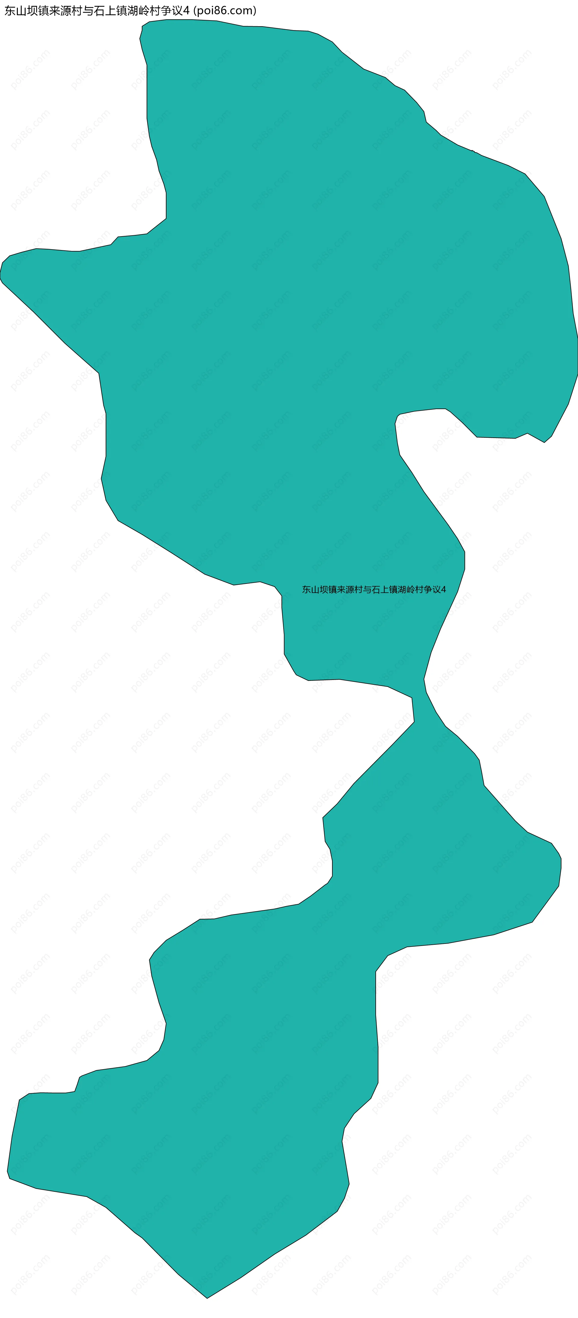东山坝镇来源村与石上镇湖岭村争议4边界地图
