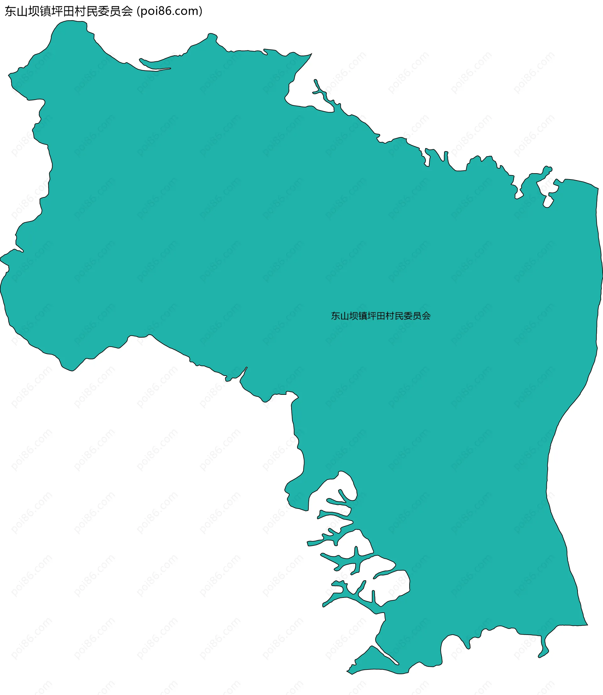 东山坝镇坪田村民委员会边界地图