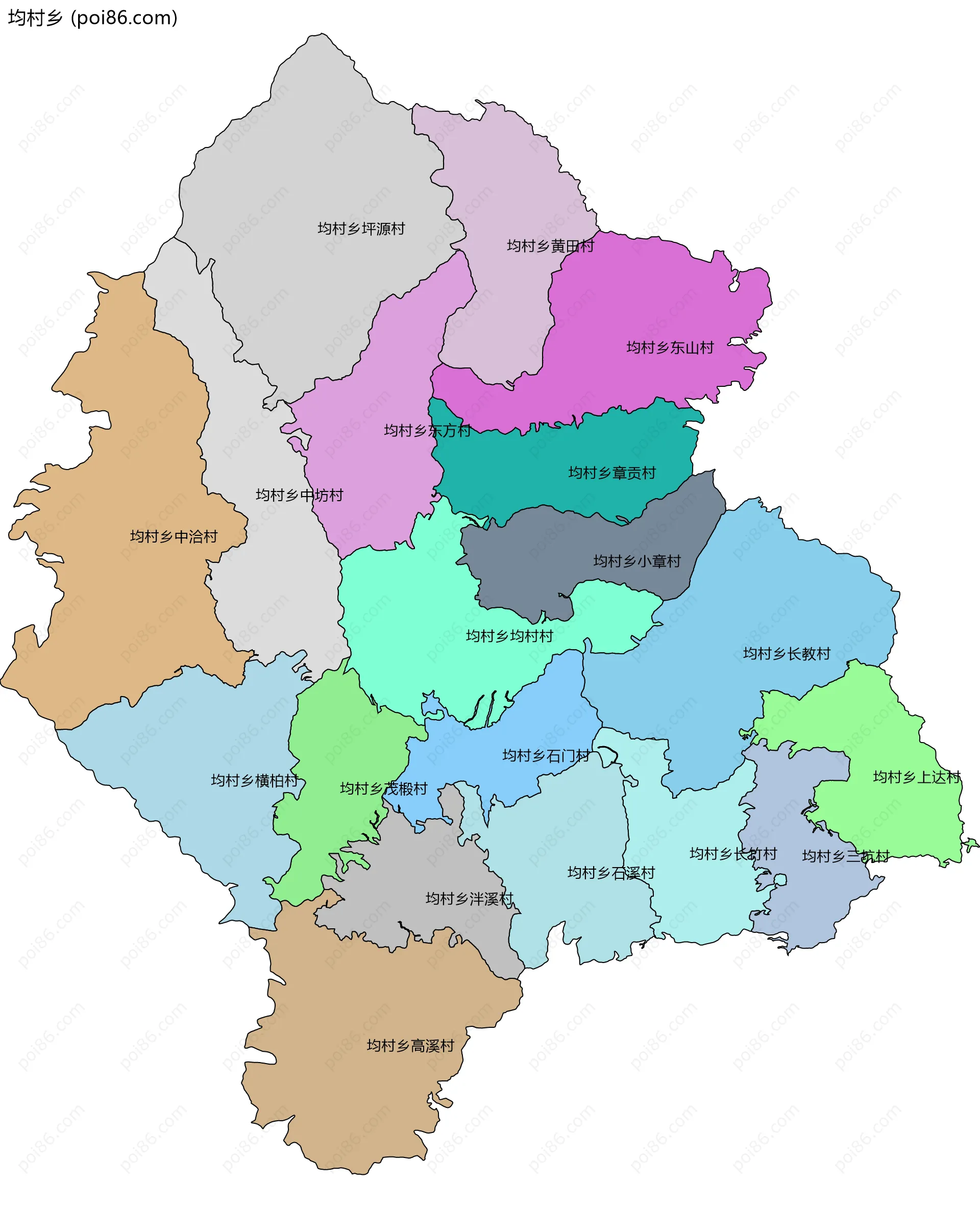 均村乡边界地图(五级行政区划)