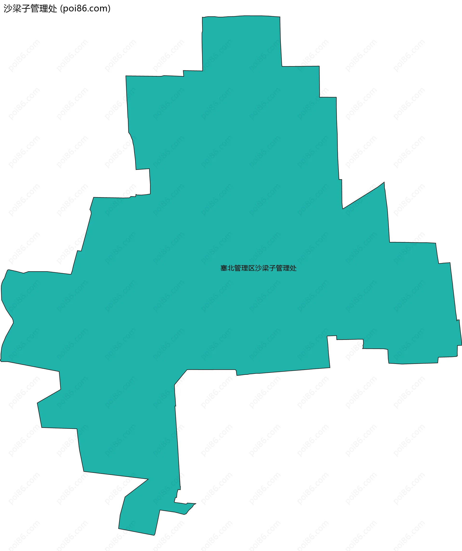 沙梁子管理处边界地图(五级行政区划)