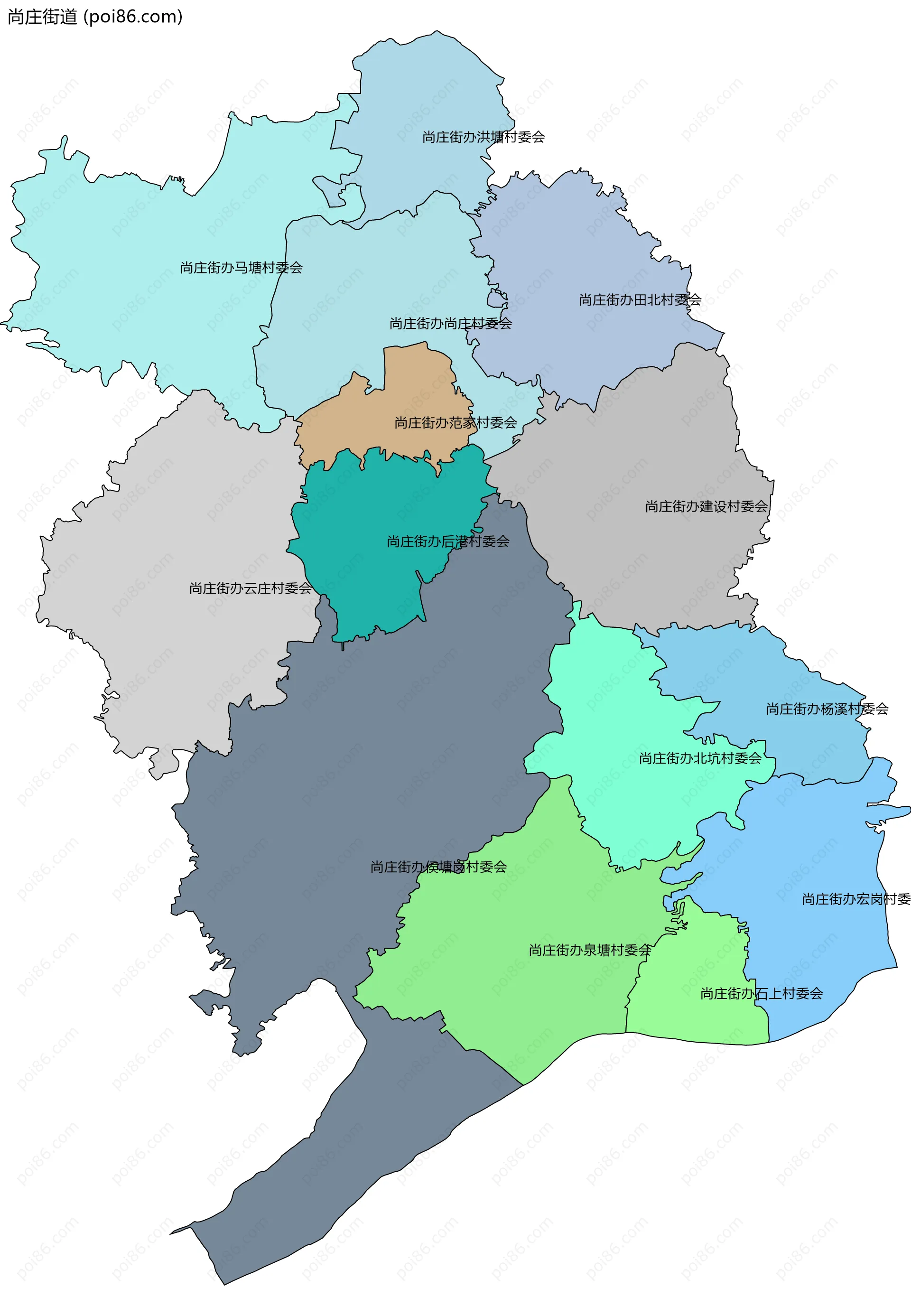 尚庄街道边界地图(五级行政区划)