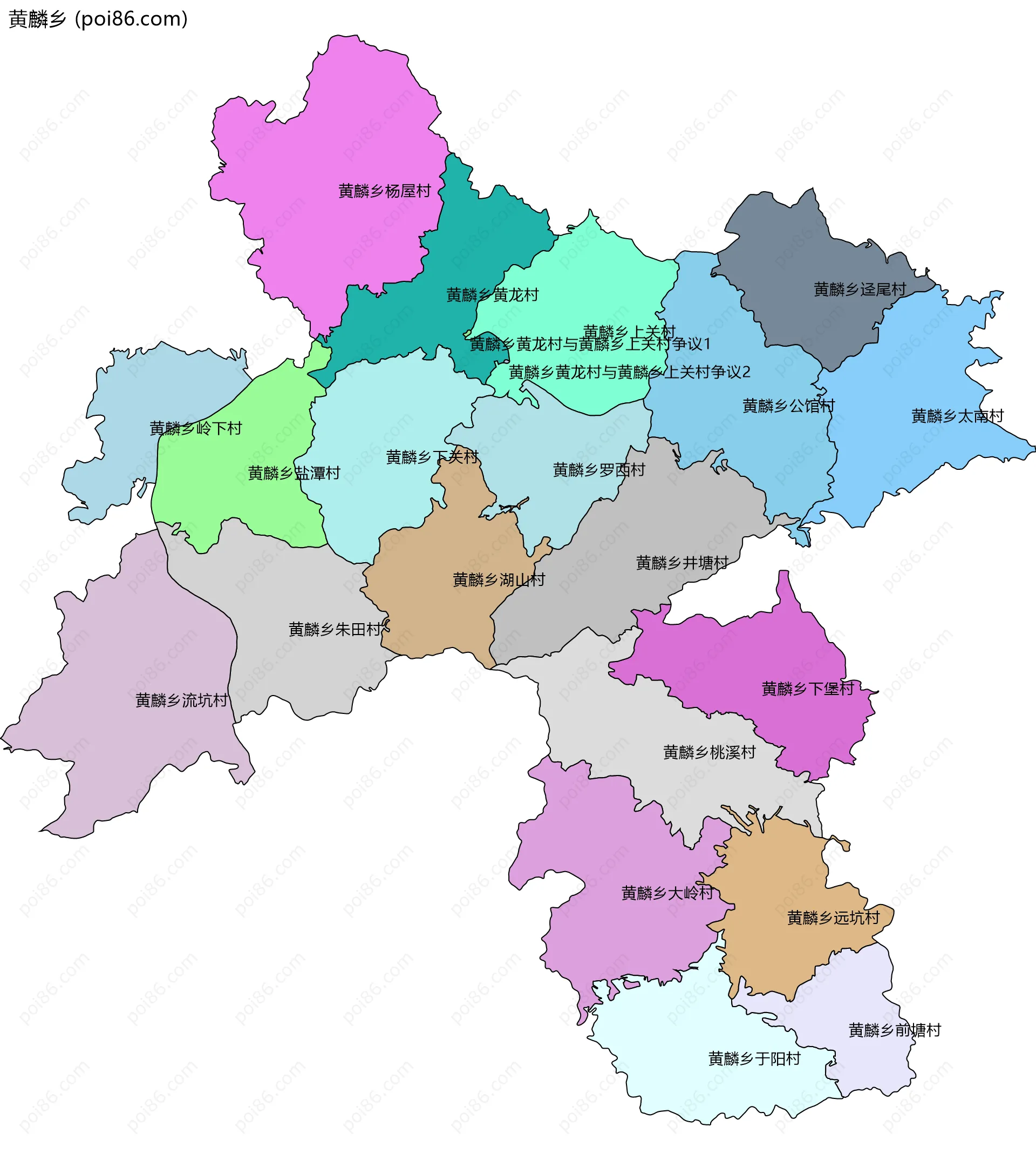 黄麟乡边界地图(五级行政区划)