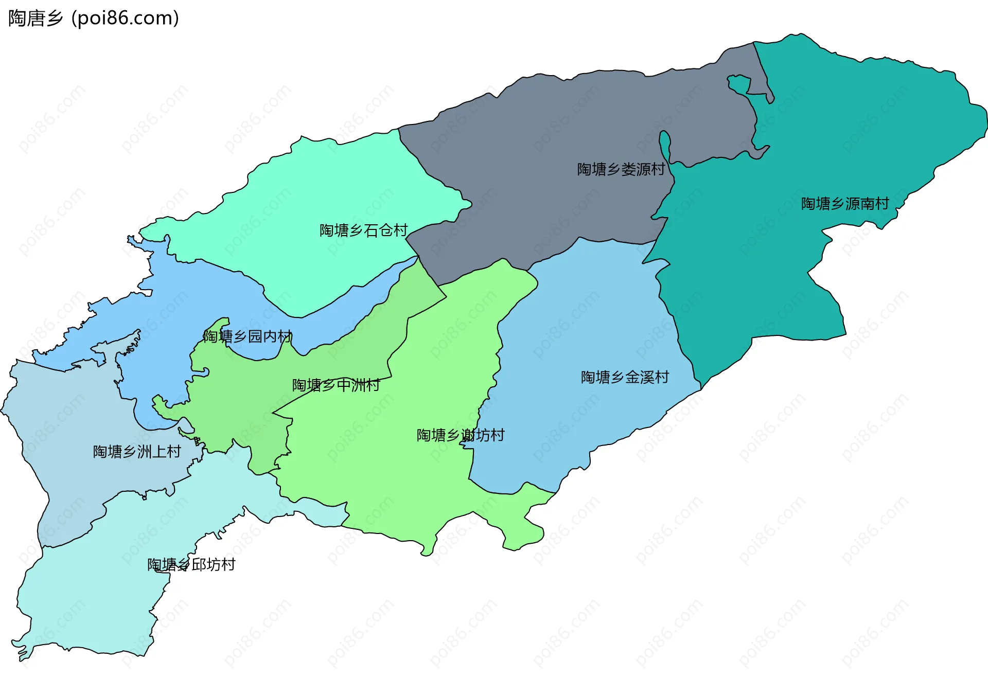 陶唐乡边界地图(五级行政区划)
