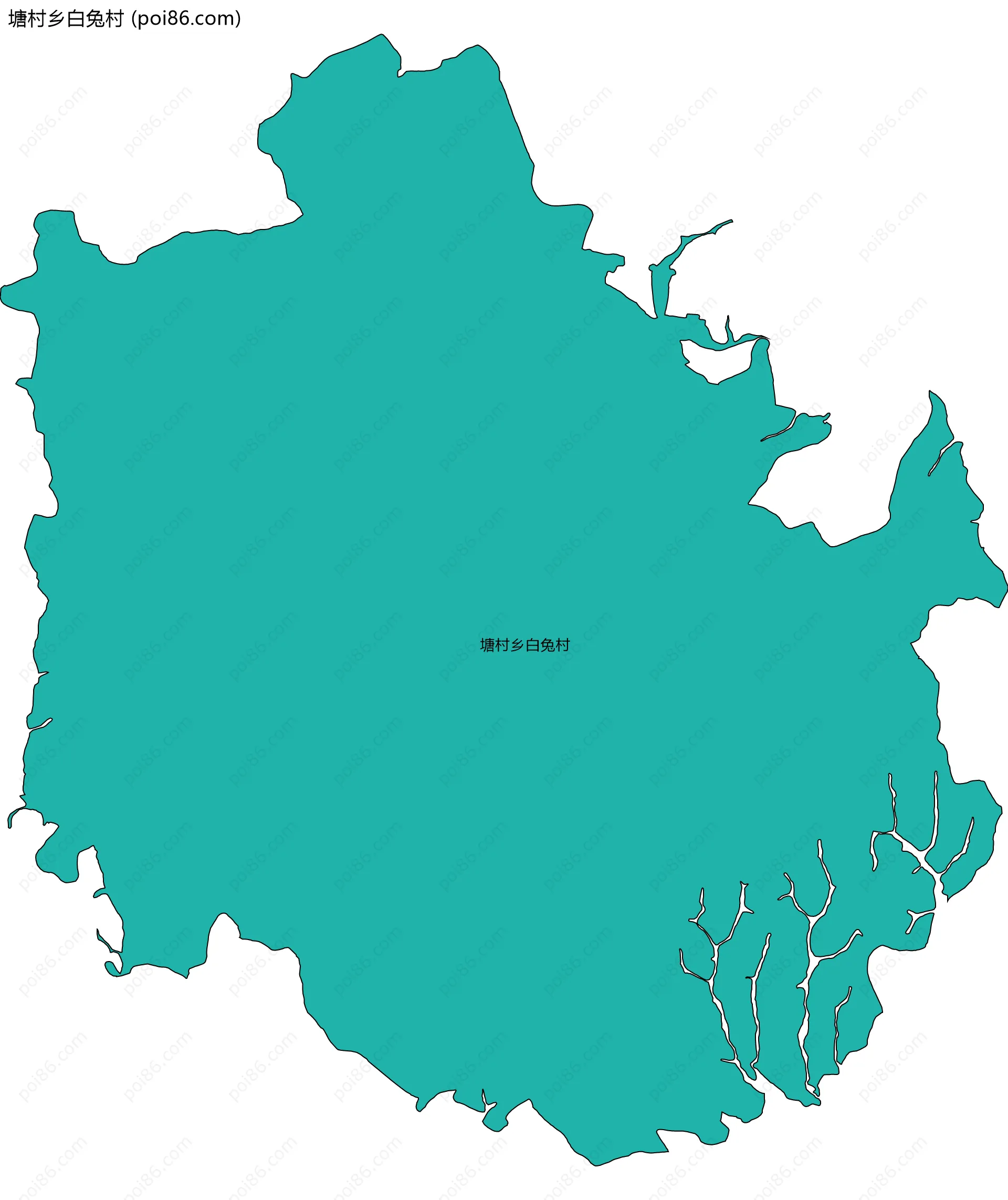 塘村乡白兔村边界地图