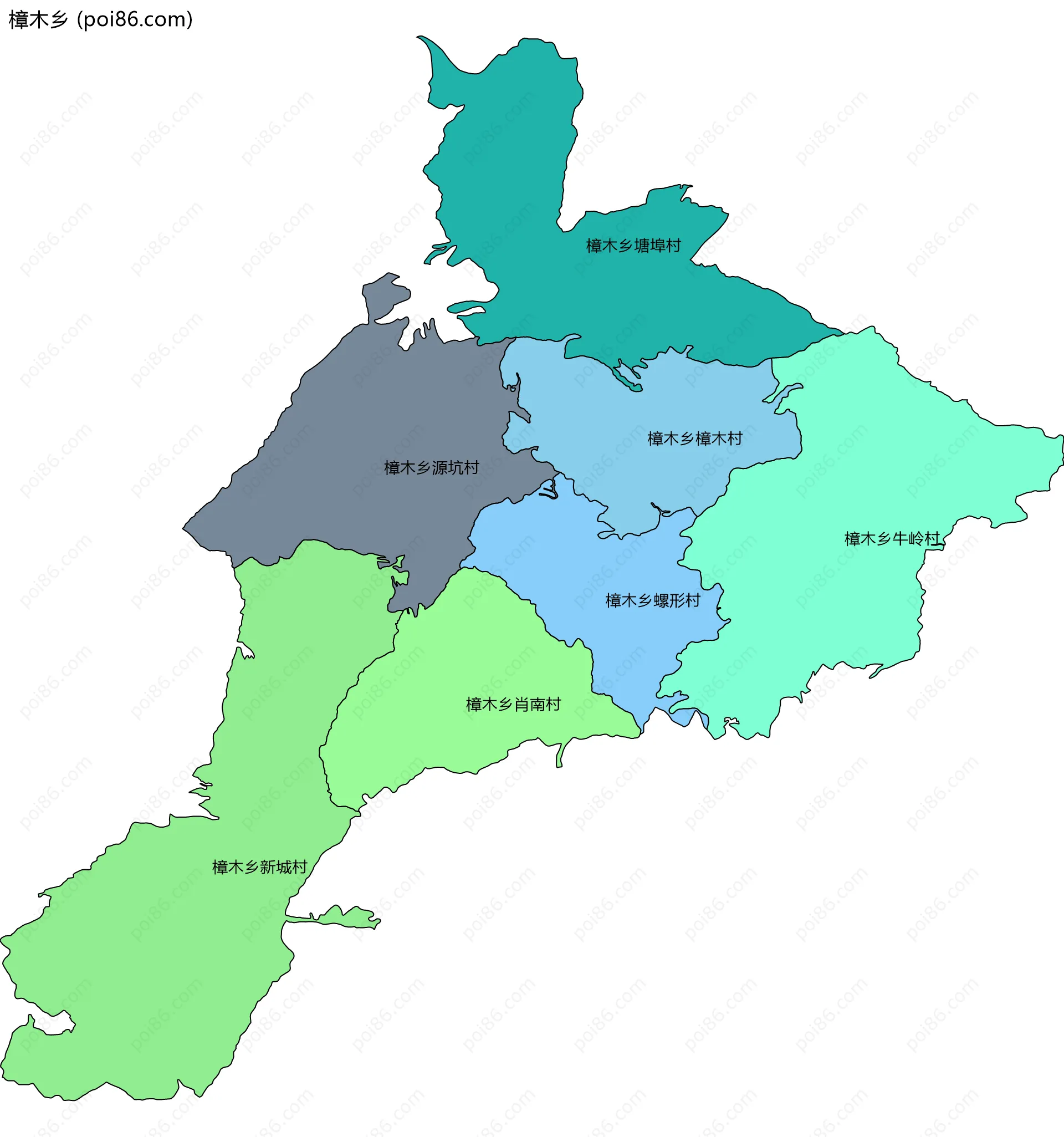 樟木乡边界地图(五级行政区划)