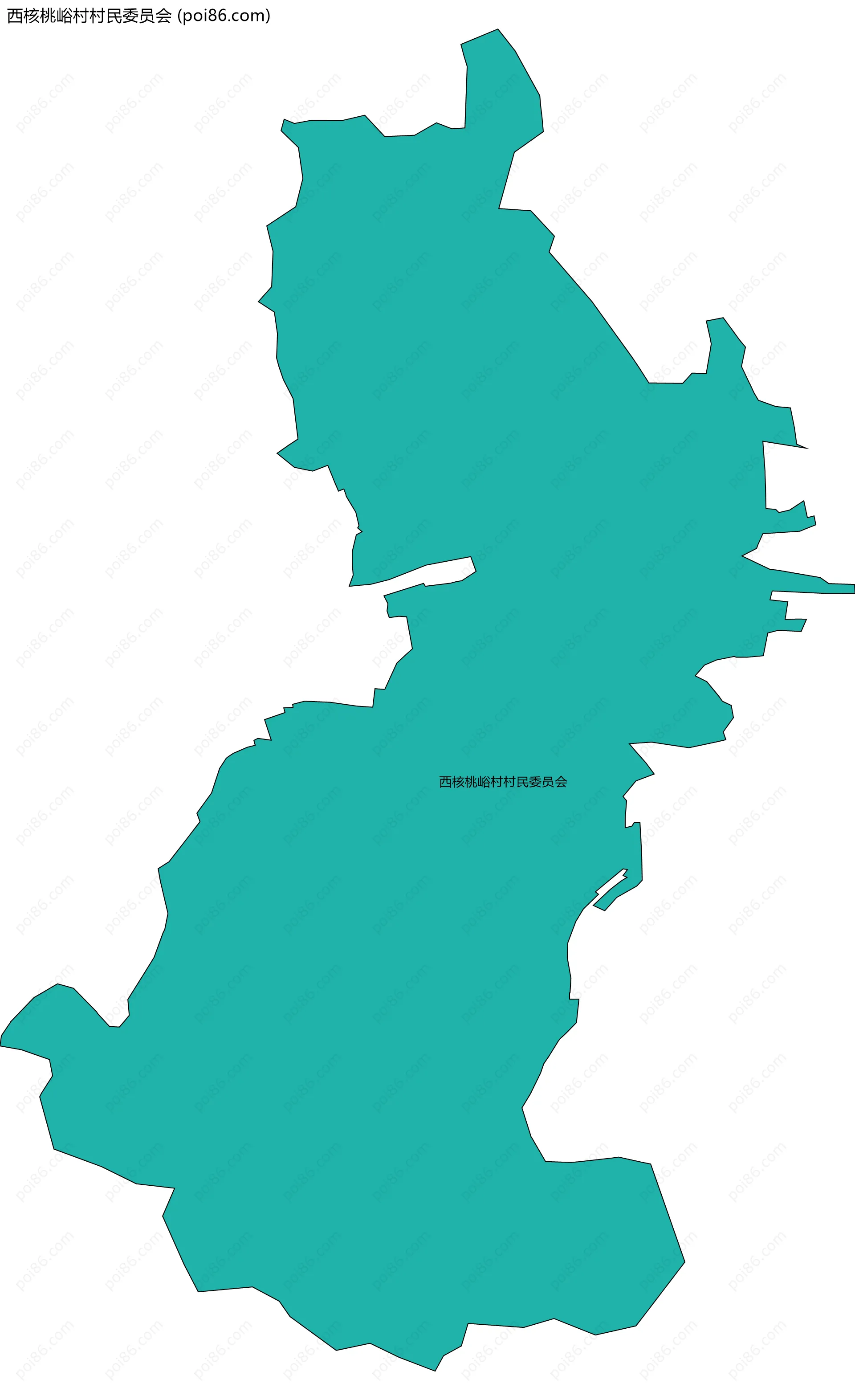 西核桃峪村村民委员会边界地图