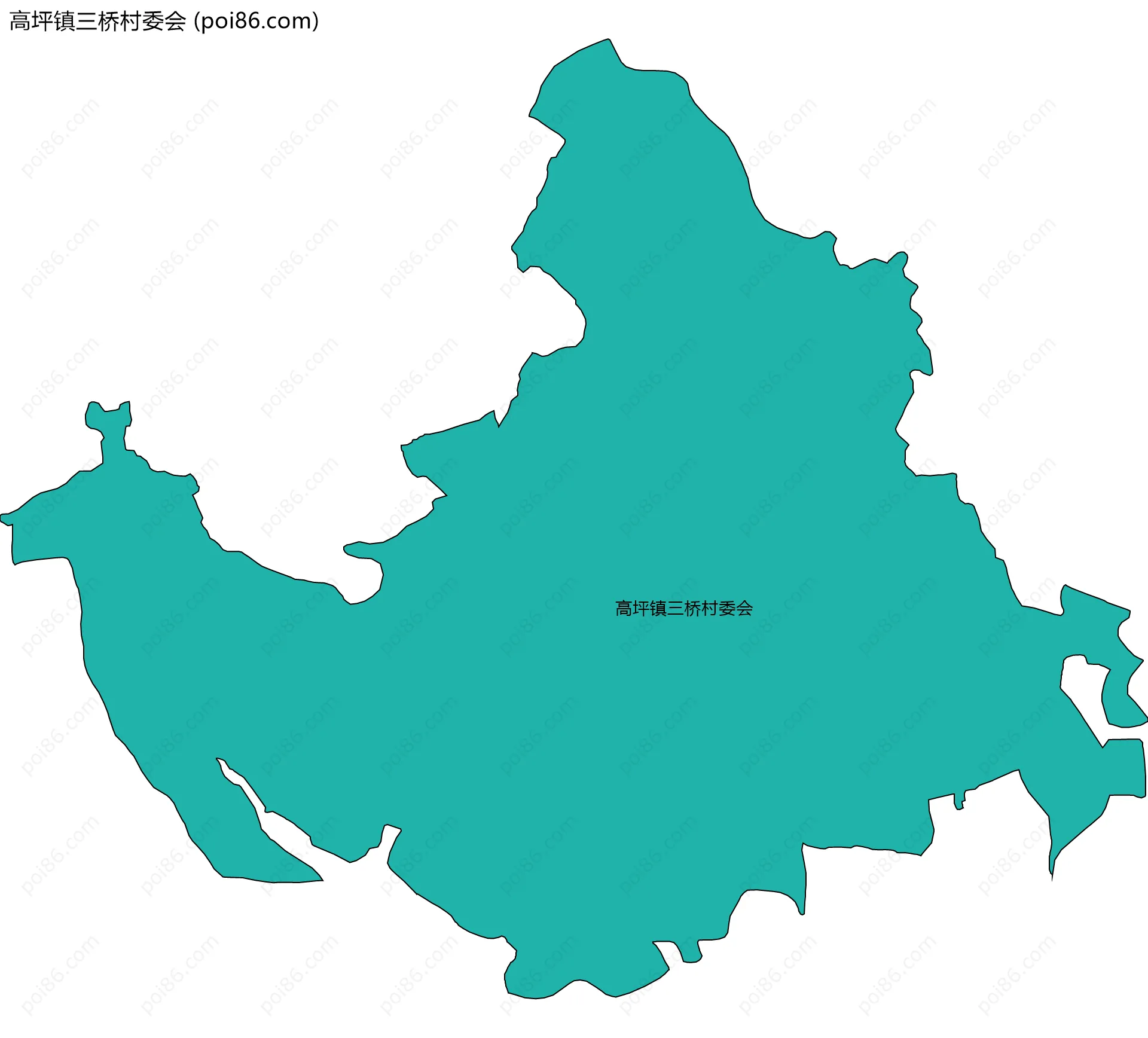 高坪镇三桥村委会边界地图