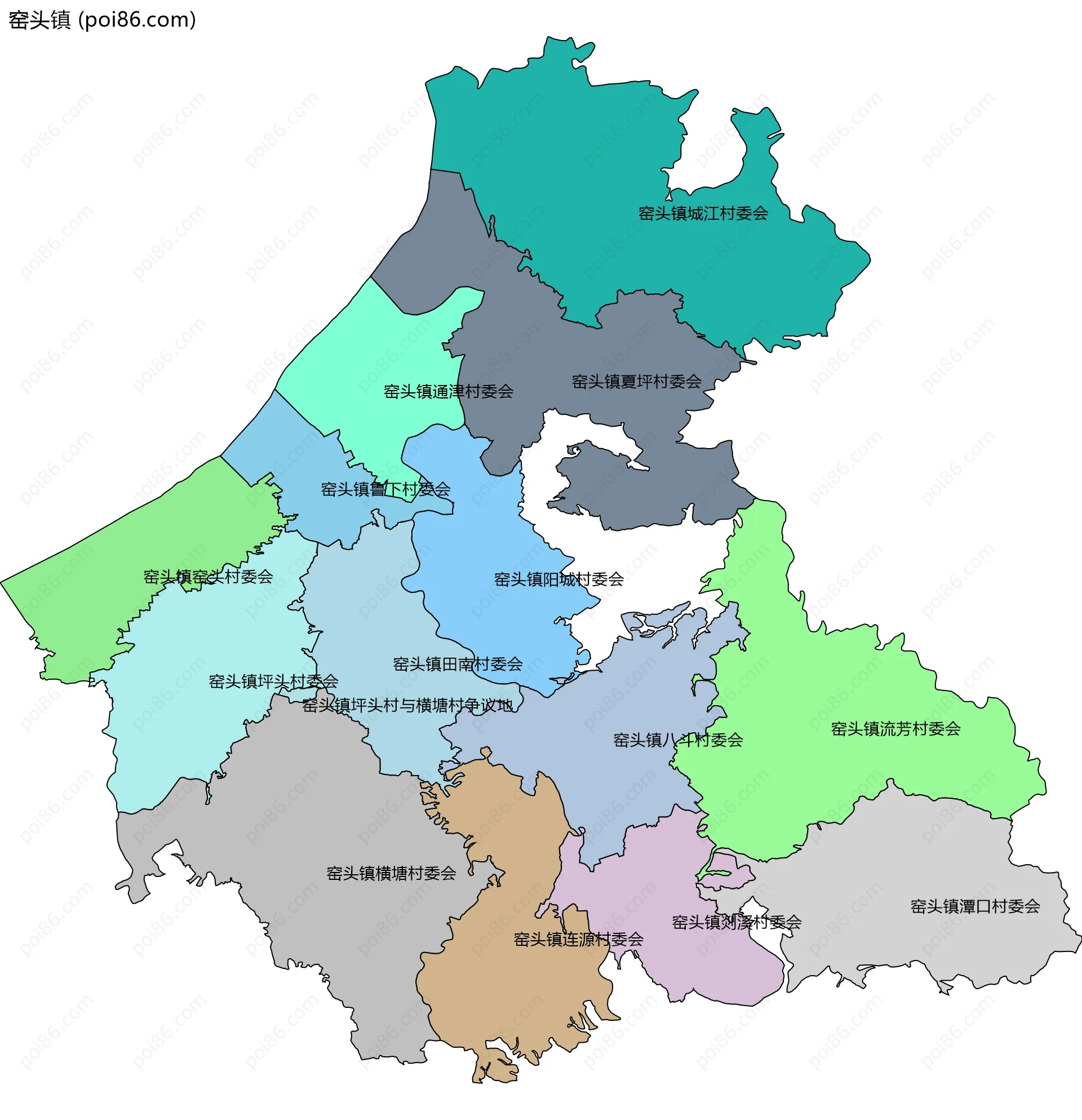 窑头镇边界地图(五级行政区划)