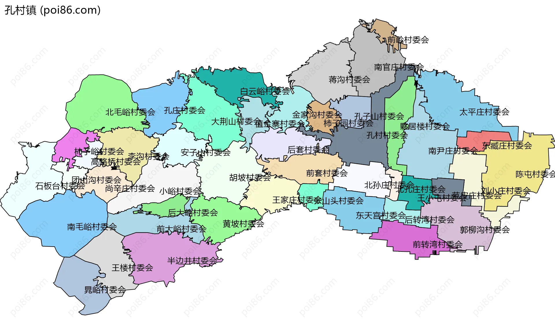 孔村镇边界地图(五级行政区划)