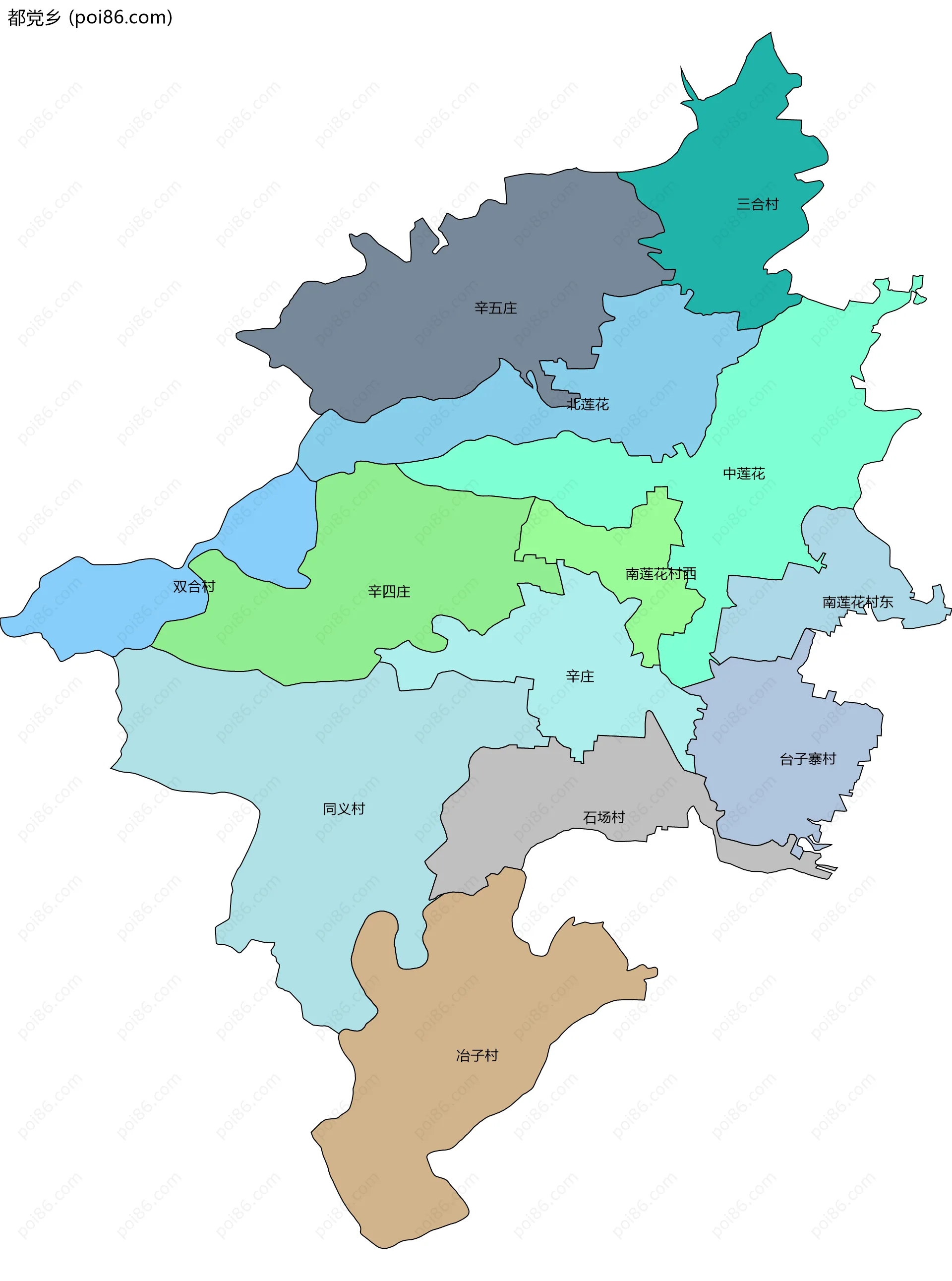 都党乡边界地图(五级行政区划)