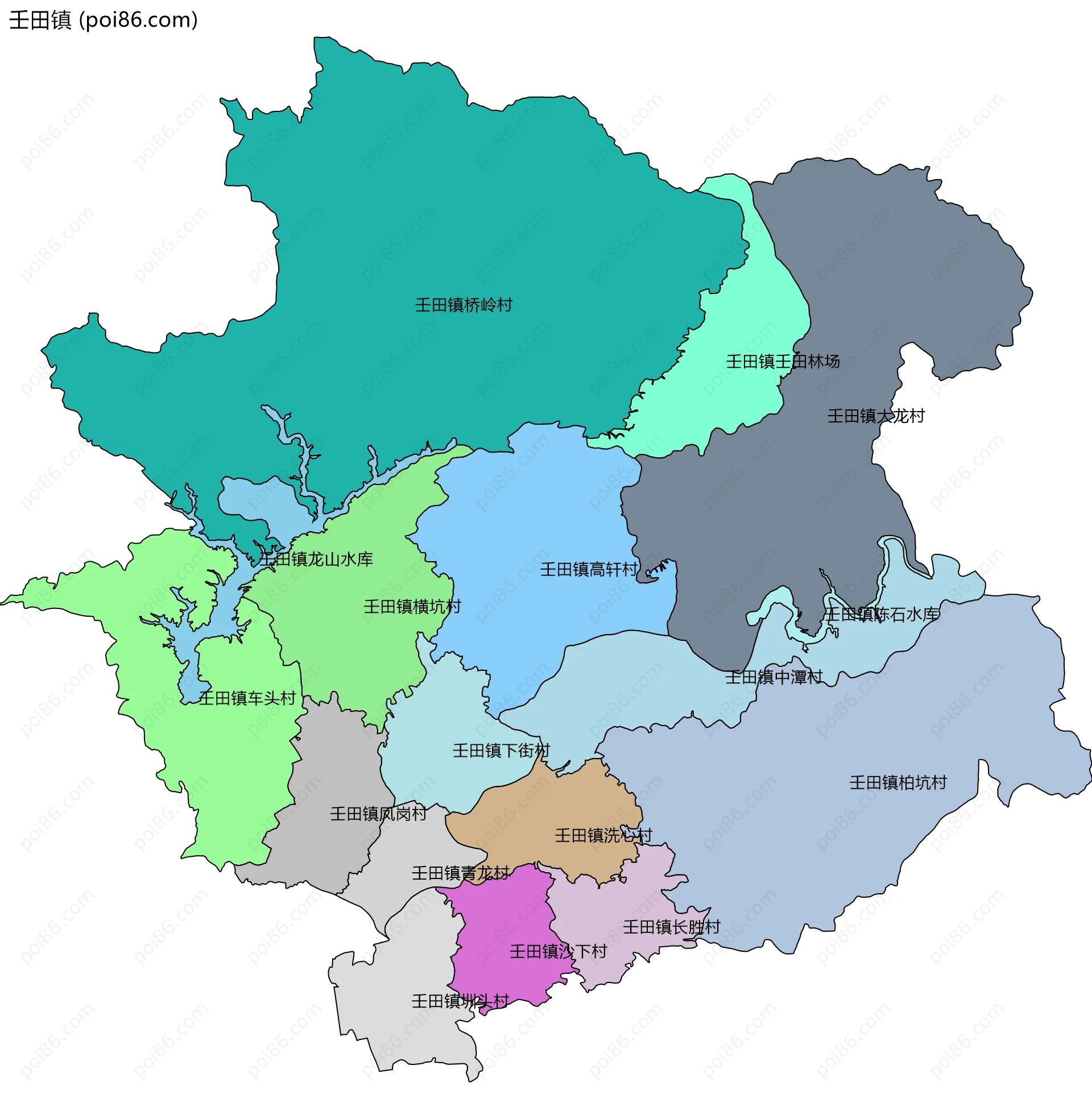 壬田镇边界地图(五级行政区划)