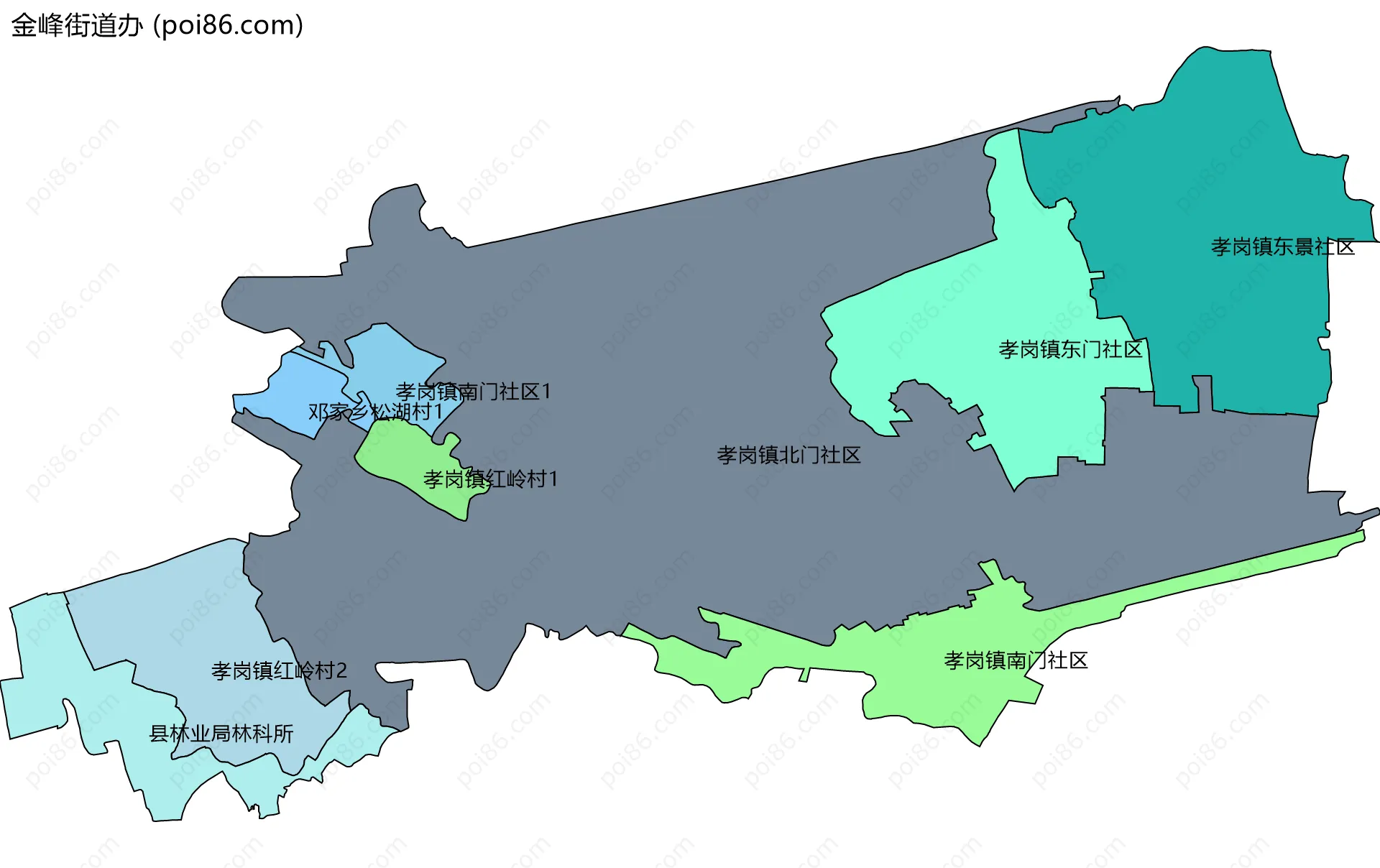 金峰街道办边界地图(五级行政区划)