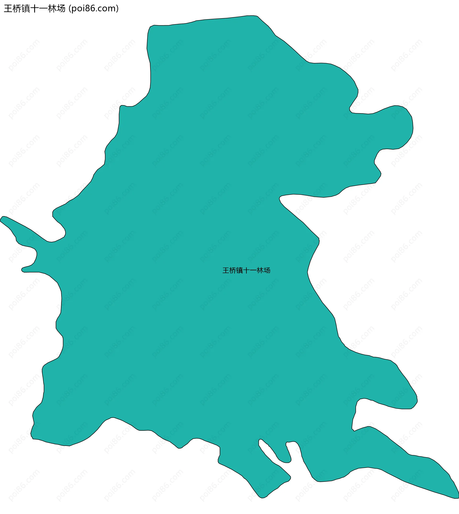 王桥镇十一林场边界地图(五级行政区划)