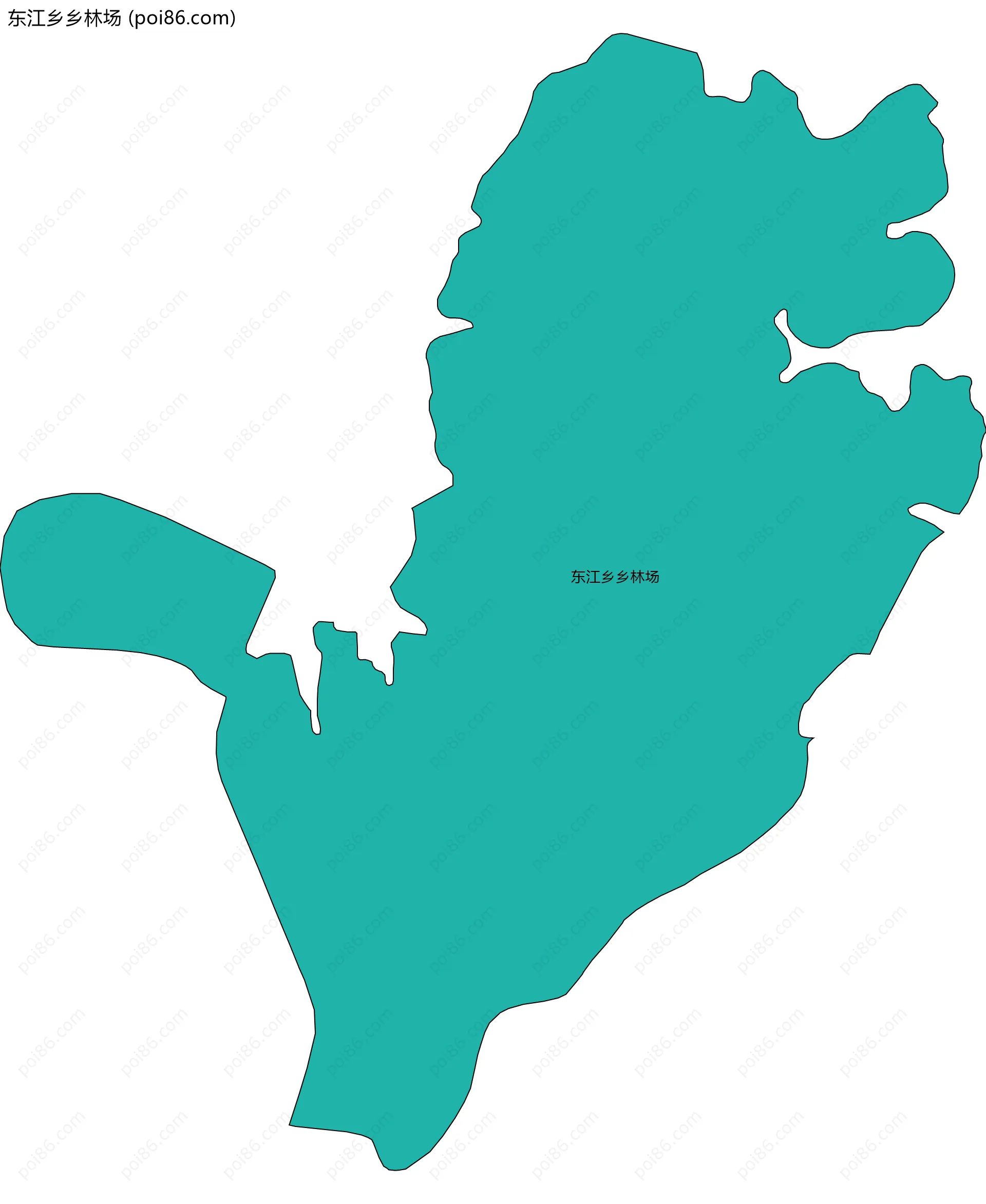 东江乡乡林场边界地图(五级行政区划)