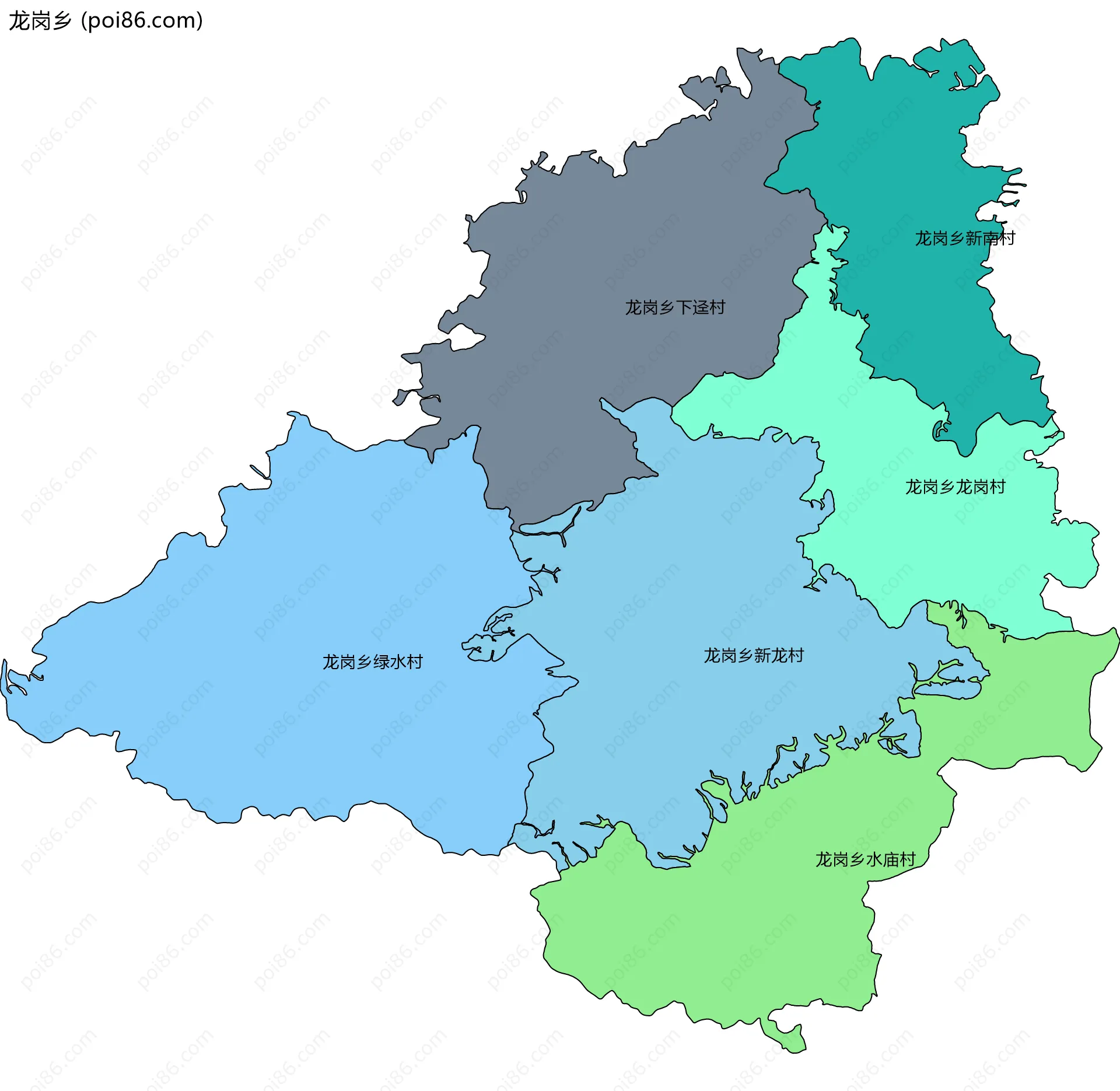 龙岗乡边界地图(五级行政区划)