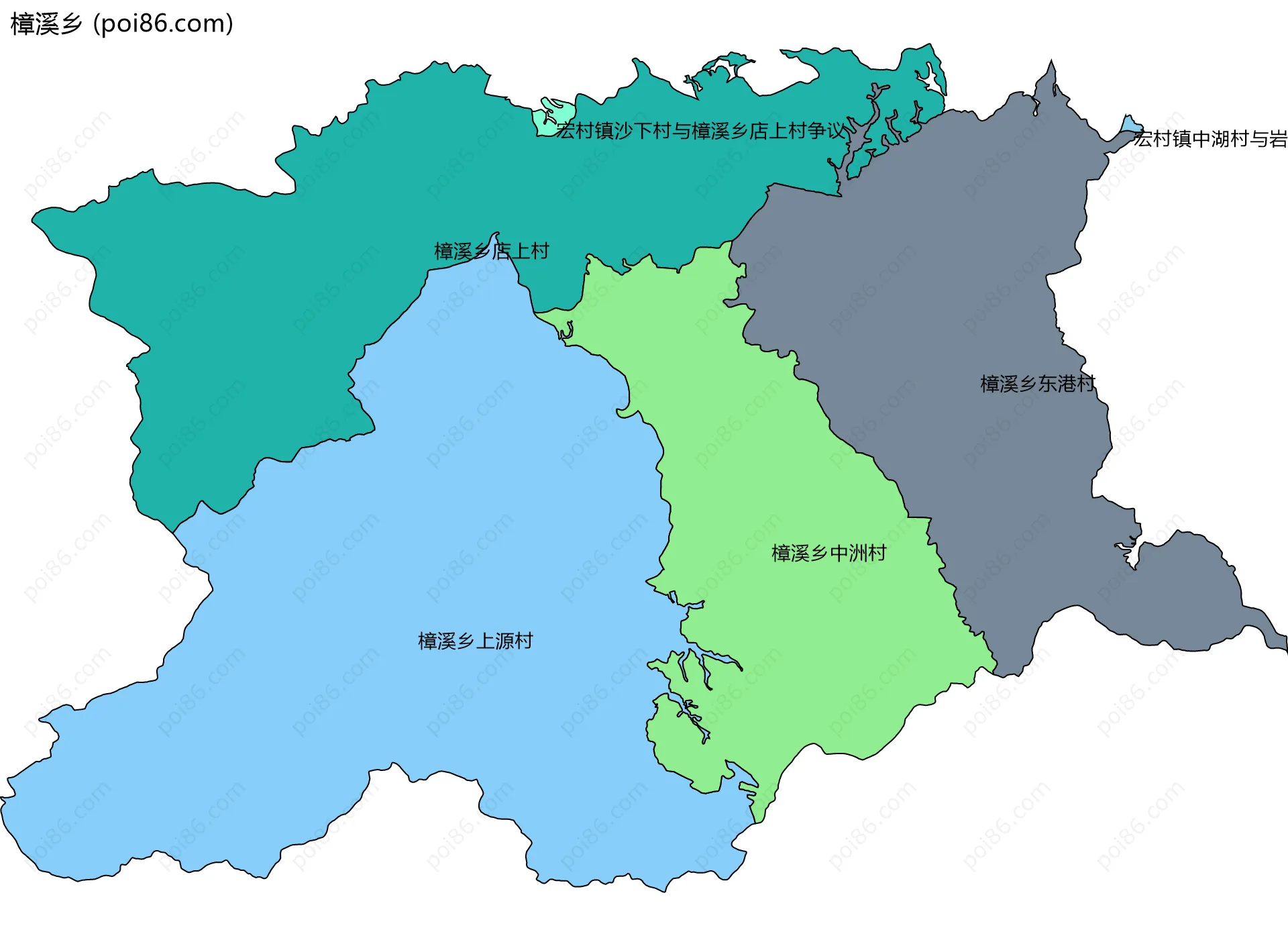 樟溪乡边界地图(五级行政区划)
