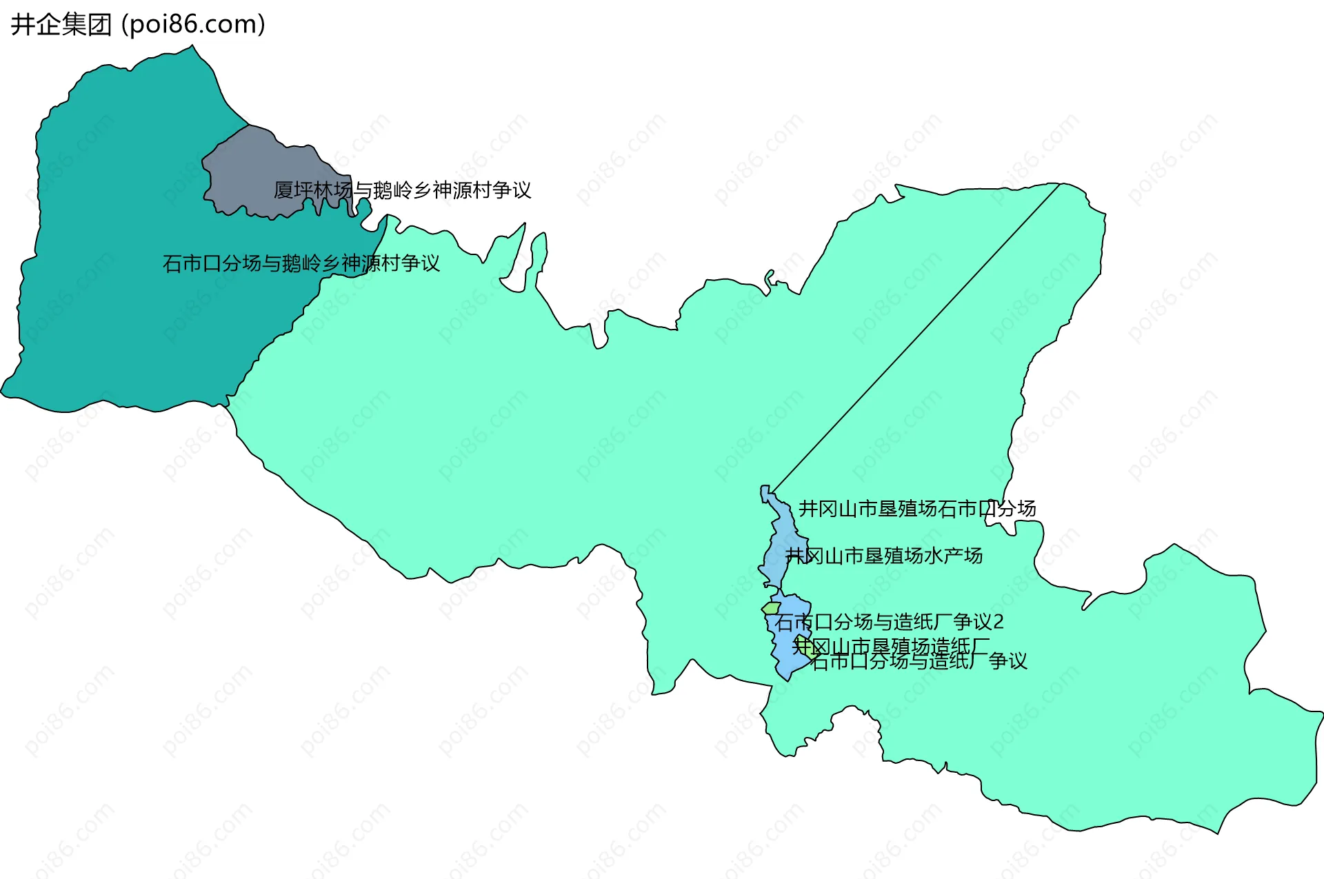 井企集团边界地图(五级行政区划)