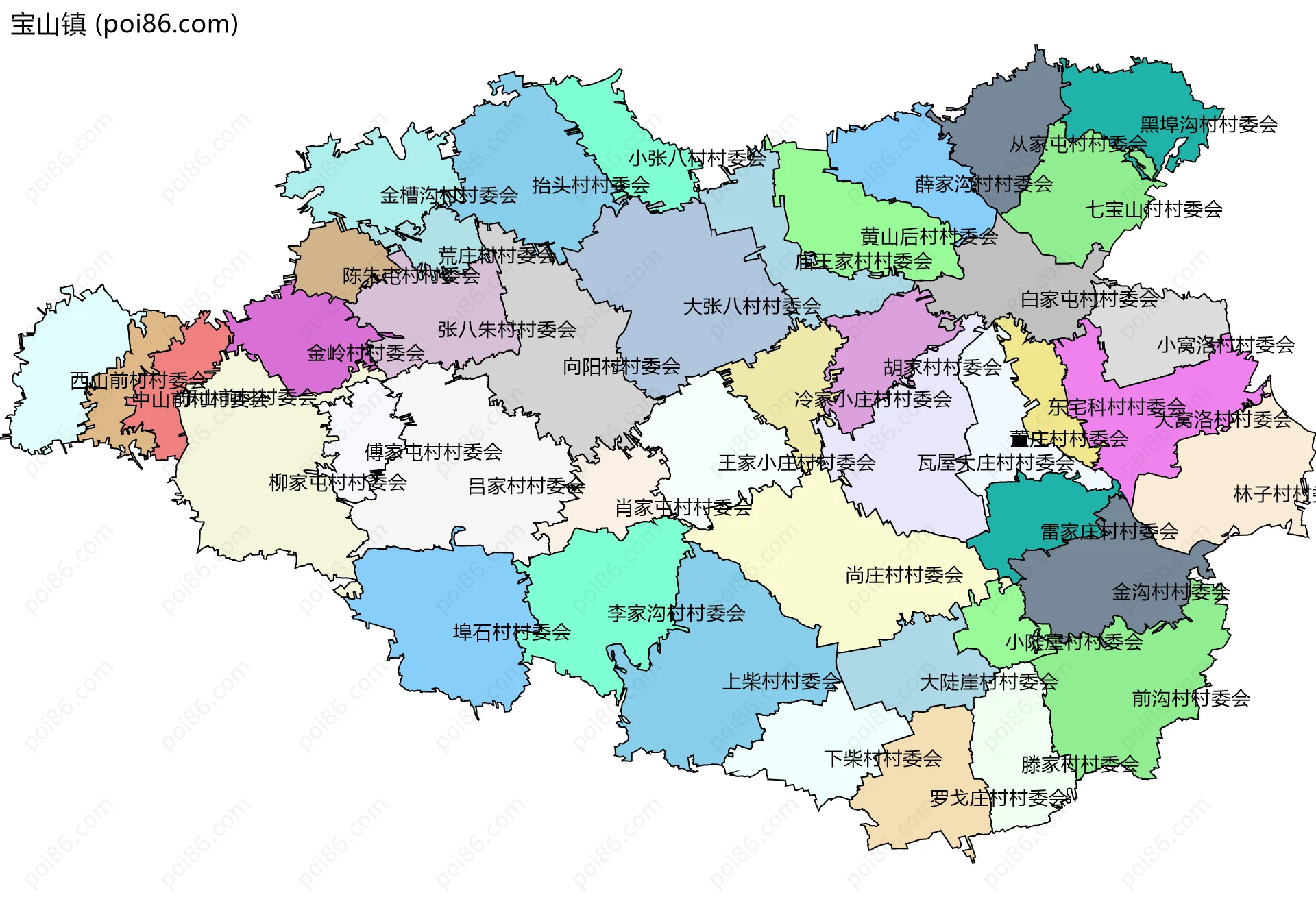宝山镇边界地图(五级行政区划)