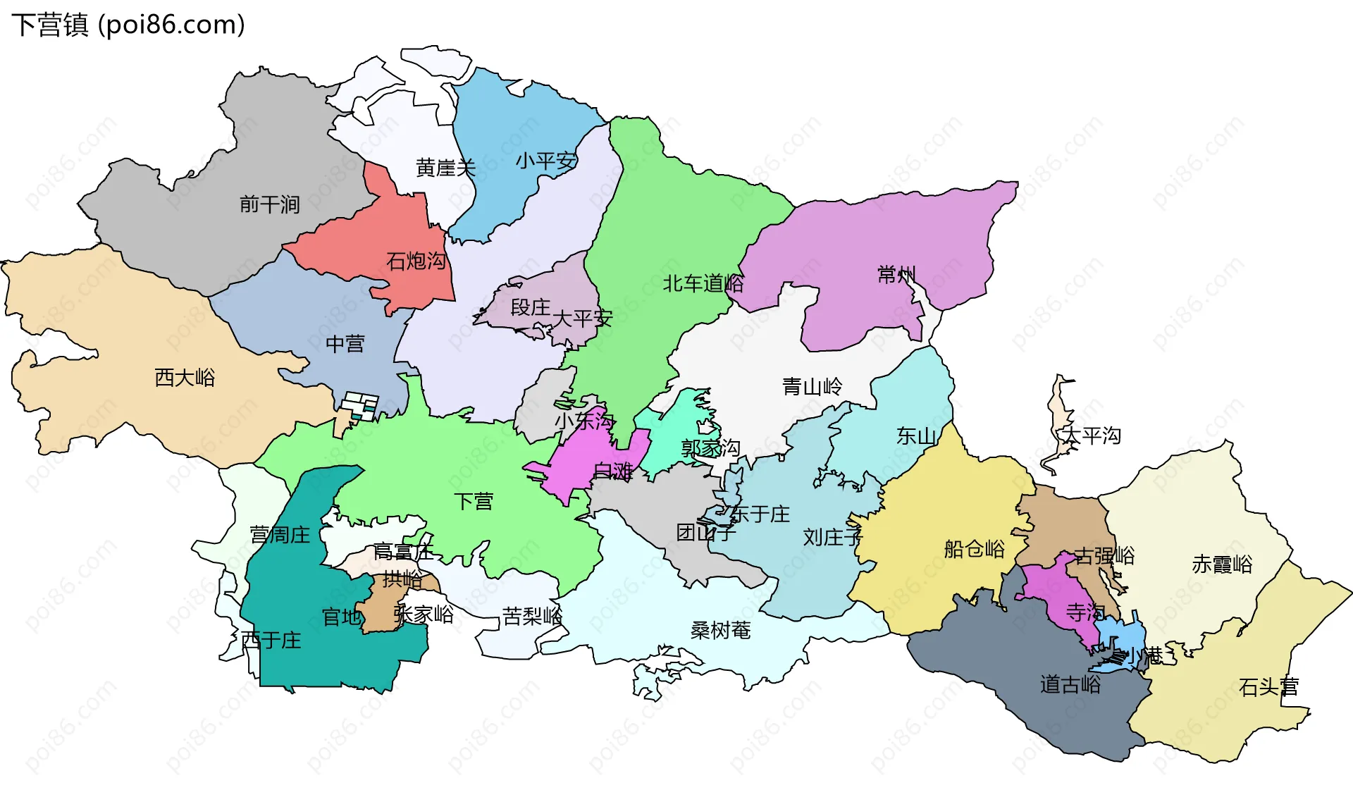 下营镇边界地图(五级行政区划)