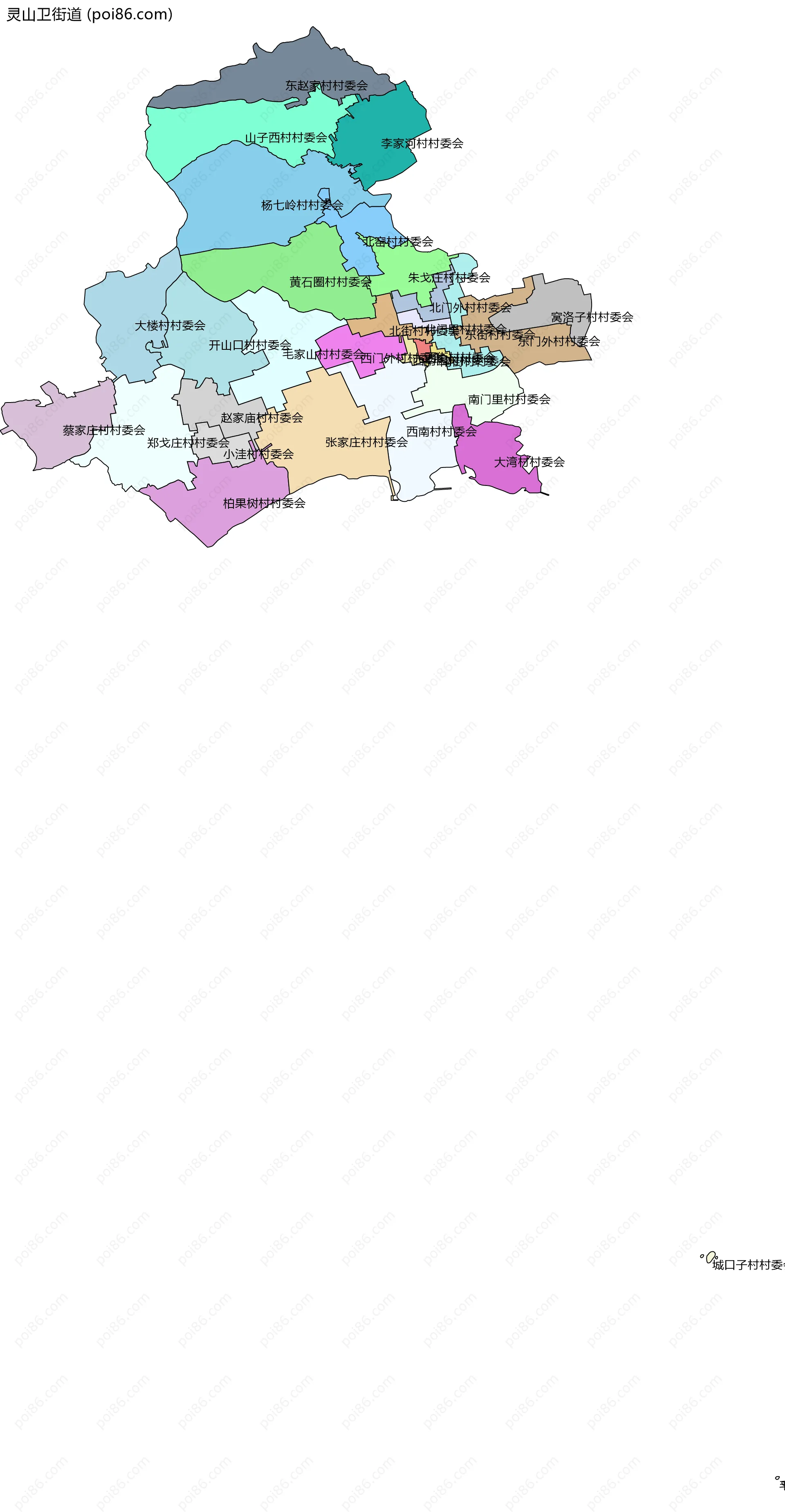 灵山卫街道边界地图(五级行政区划)