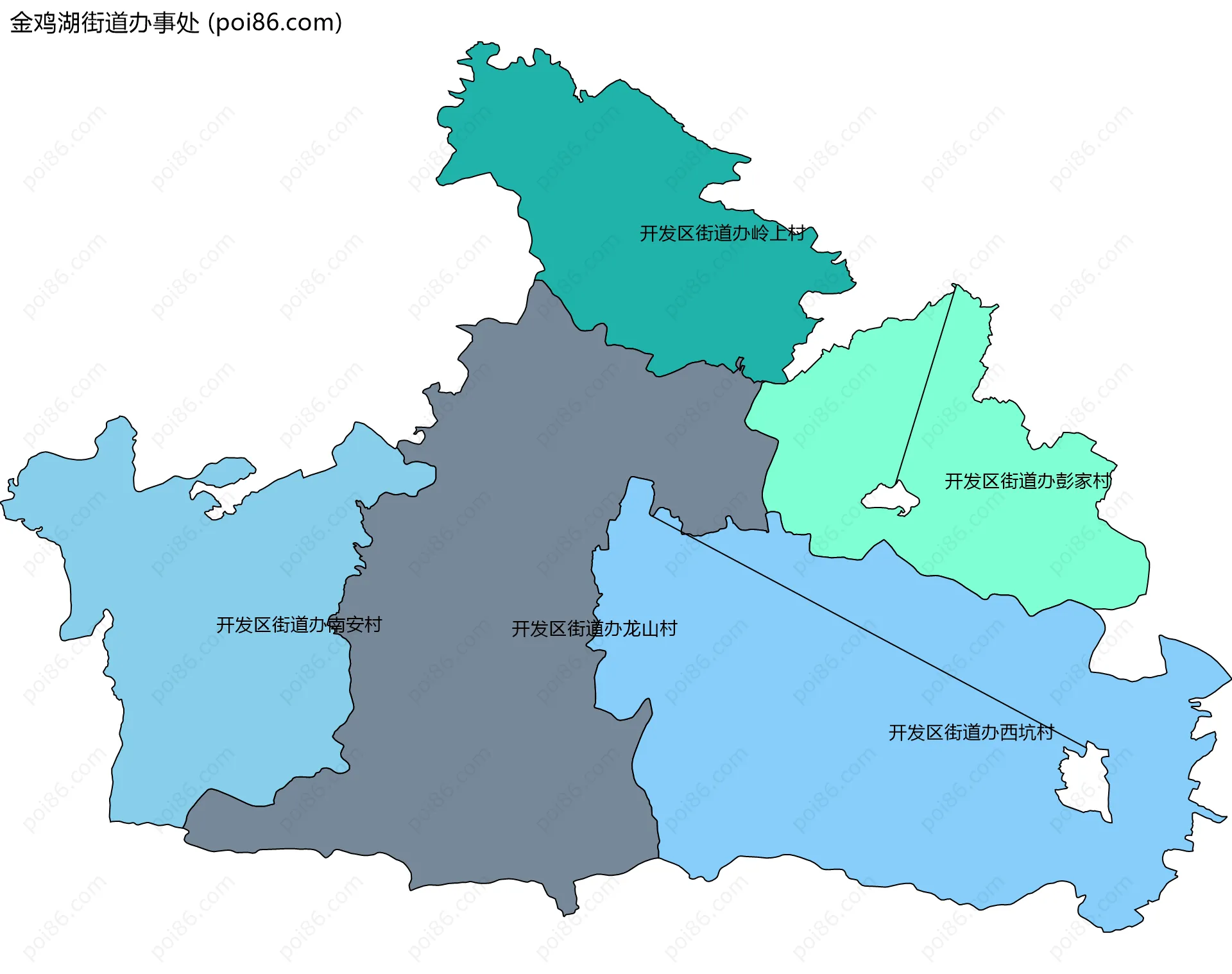 金鸡湖街道办事处边界地图(五级行政区划)
