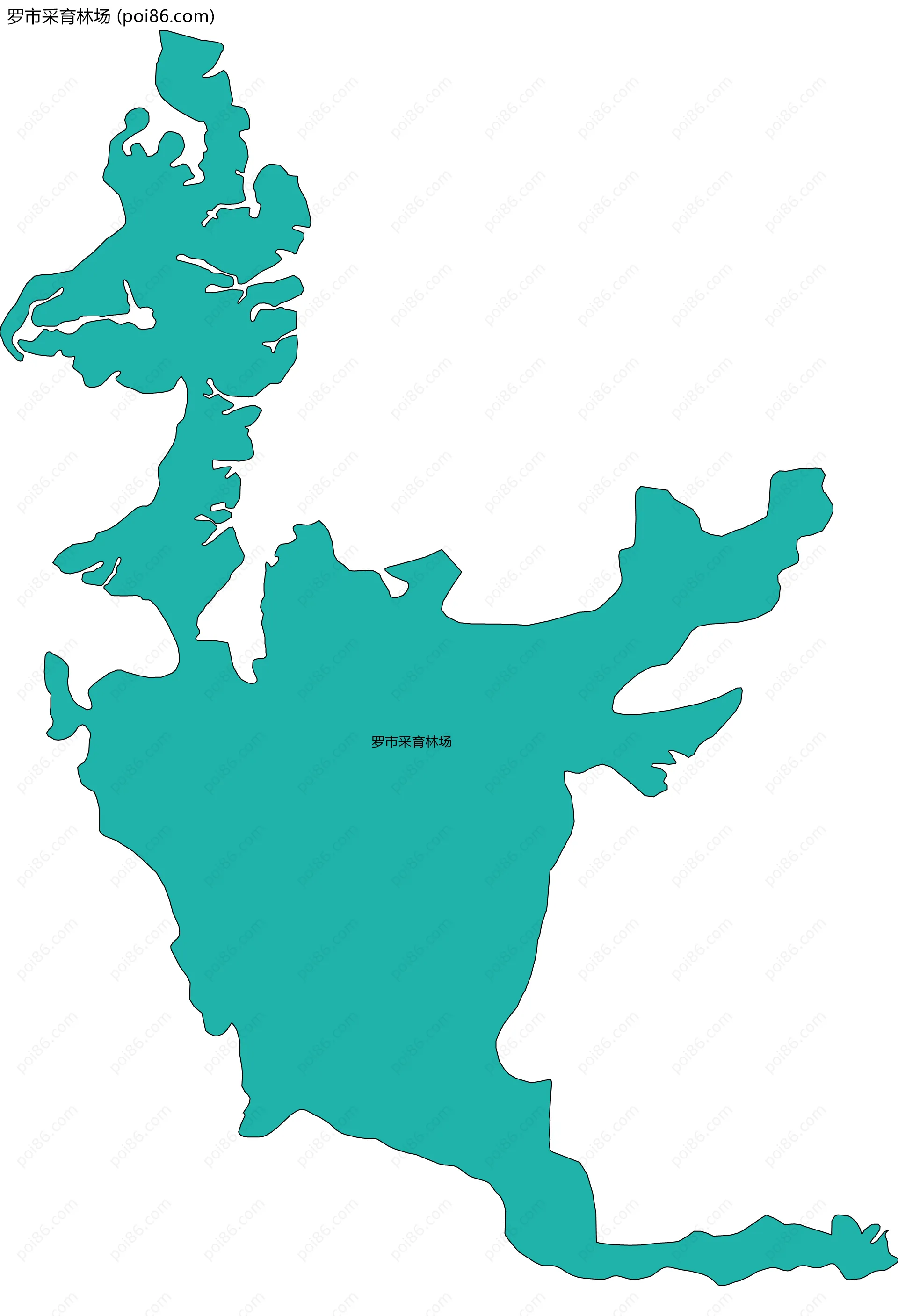 罗市采育林场边界地图(五级行政区划)