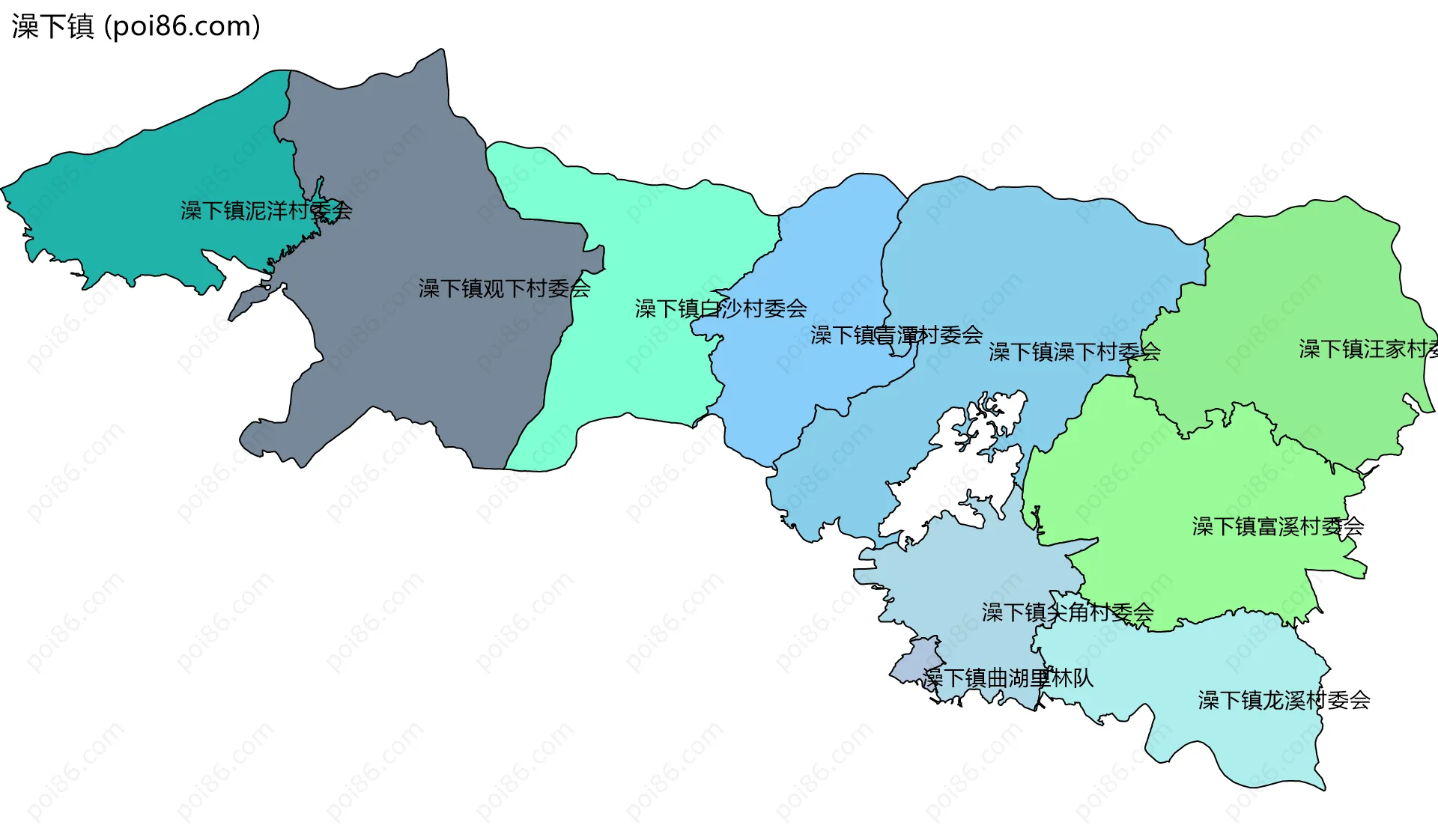 澡下镇边界地图(五级行政区划)