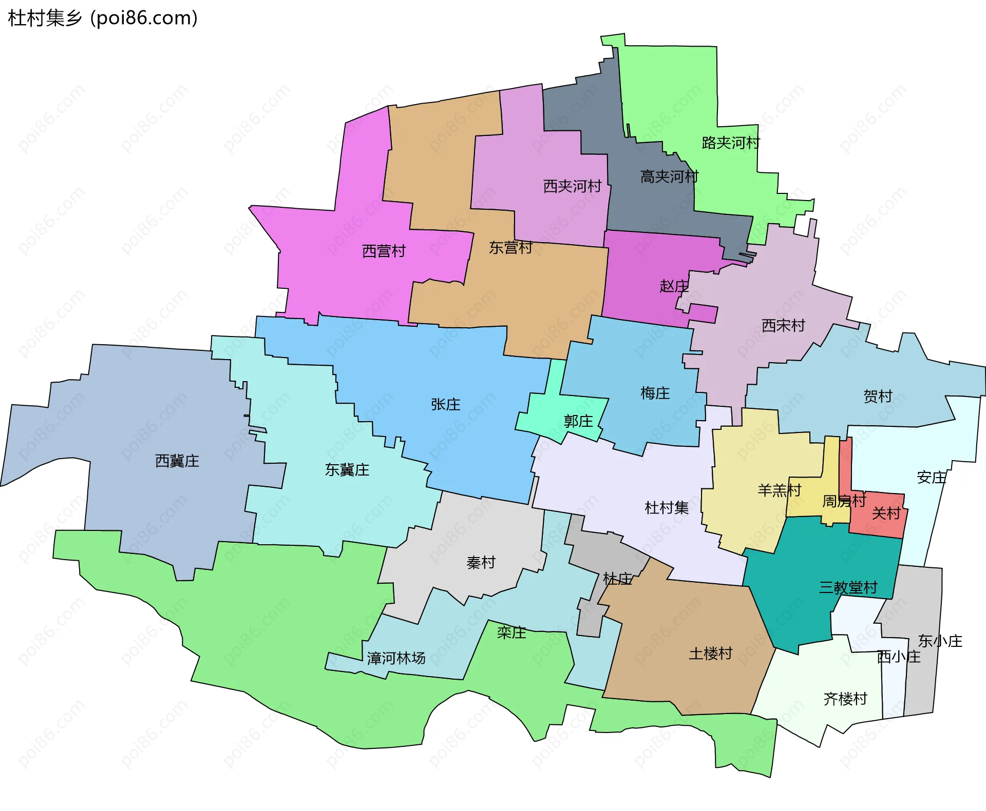 杜村集乡边界地图(五级行政区划)