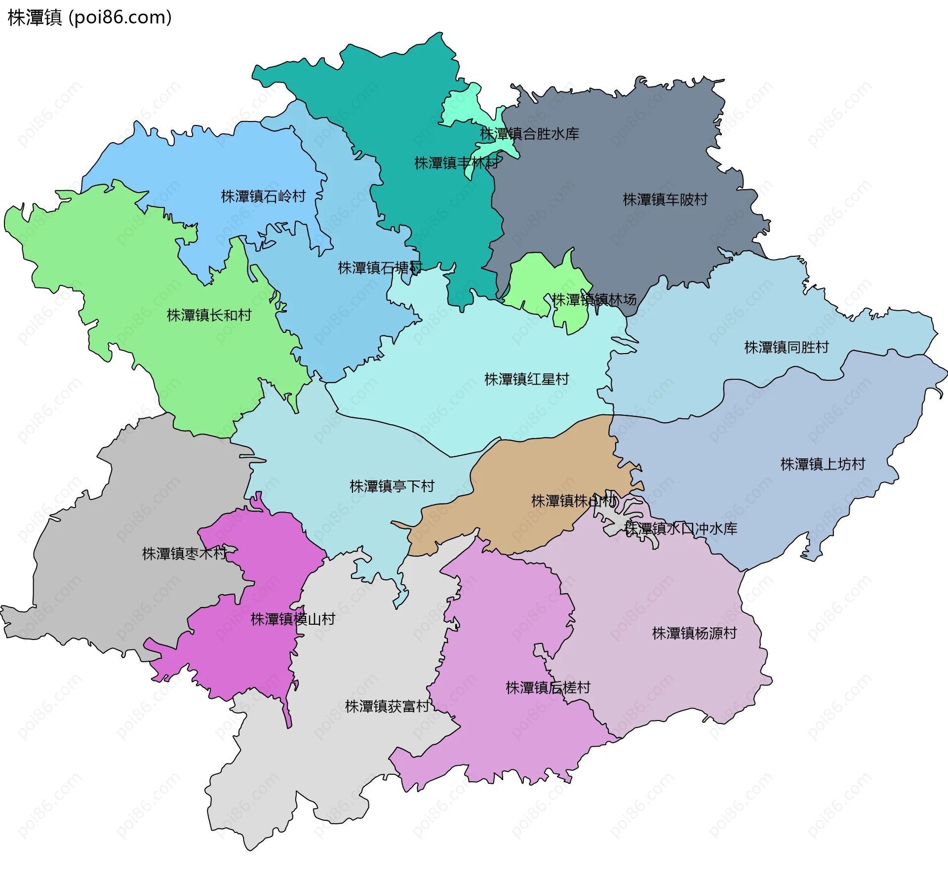 株潭镇边界地图(五级行政区划)