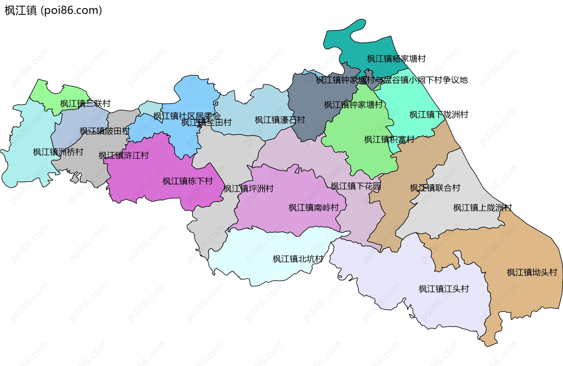 枫江镇边界地图(五级行政区划)