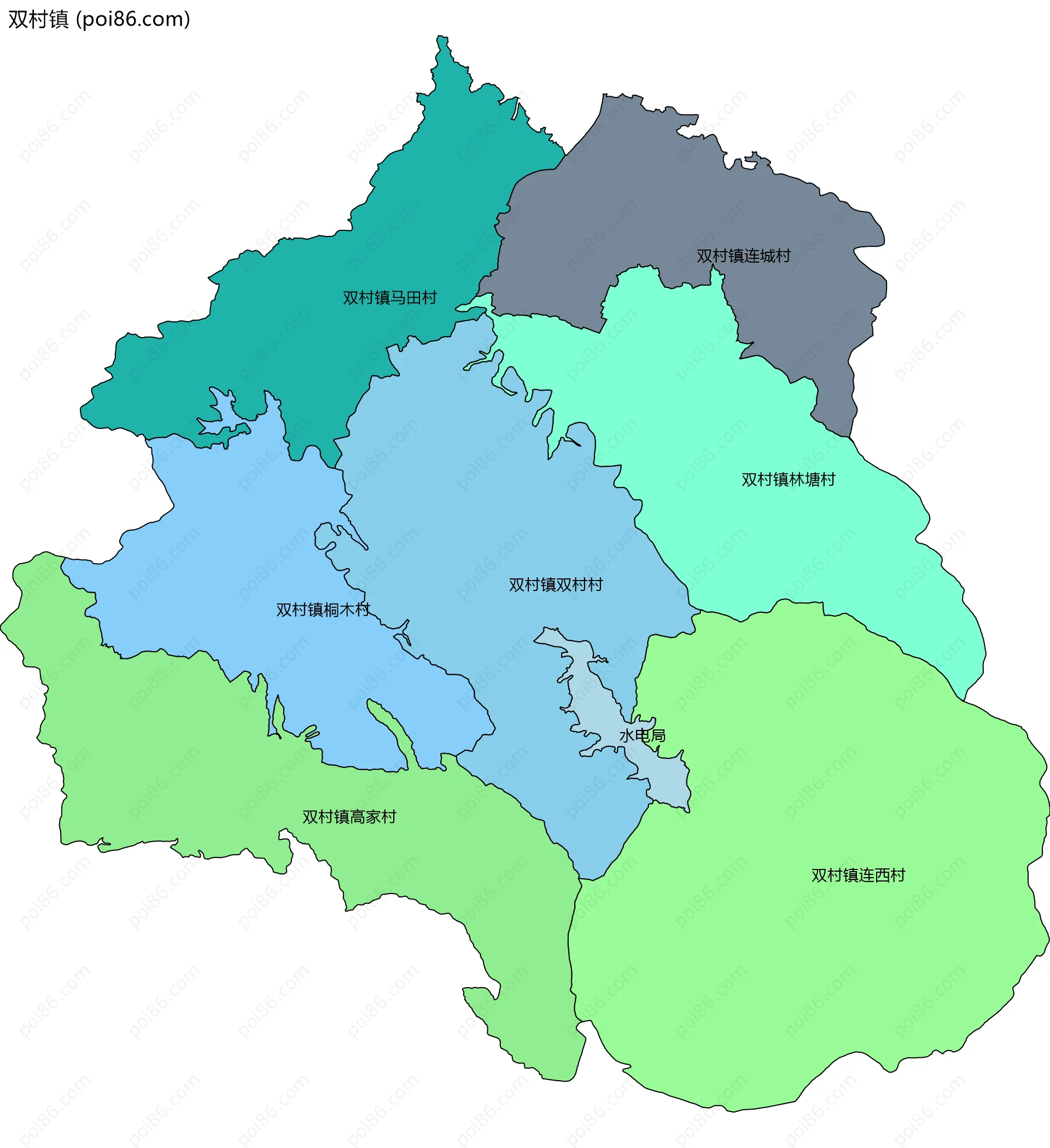 双村镇边界地图(五级行政区划)