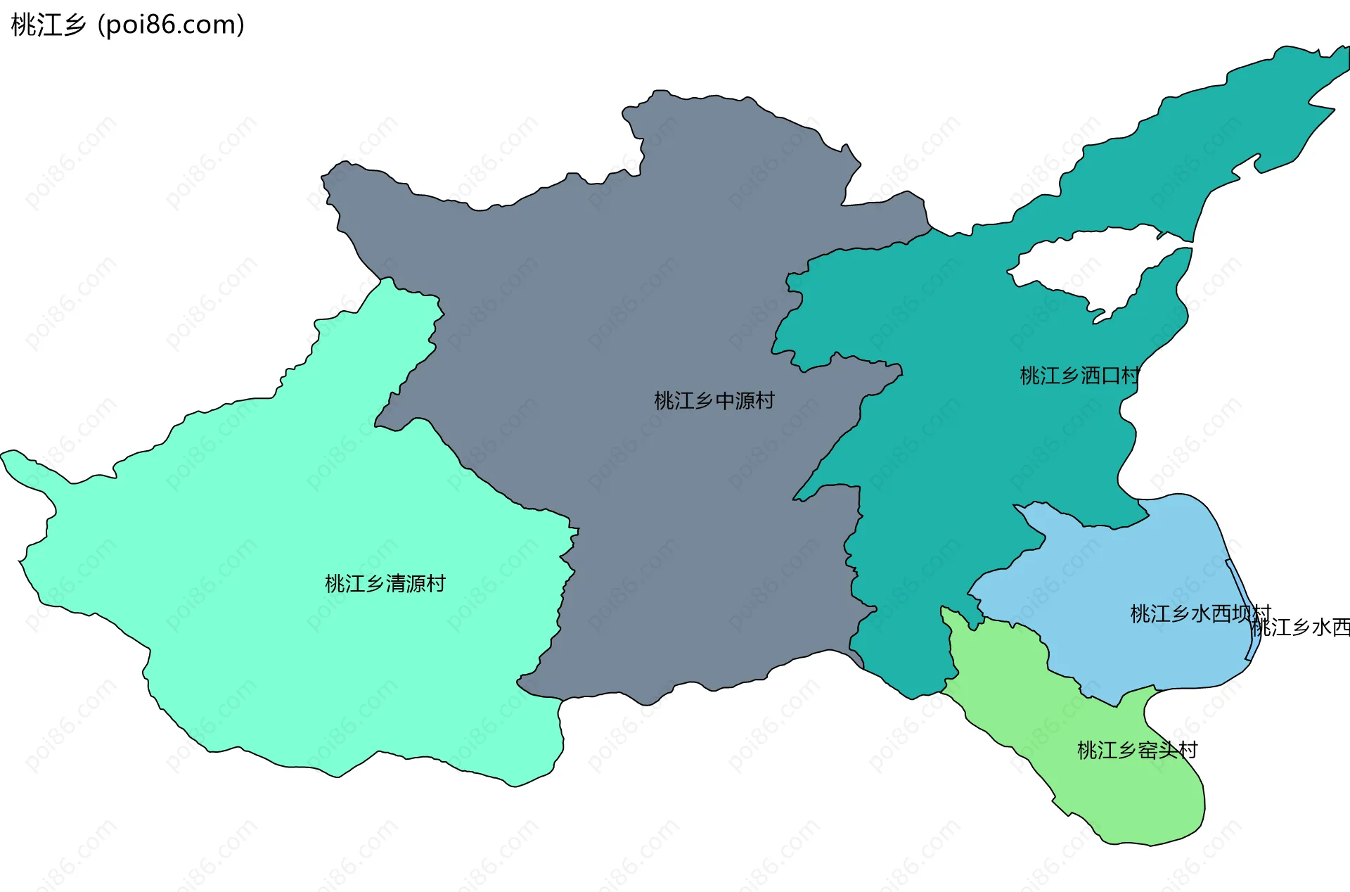 桃江乡边界地图(五级行政区划)
