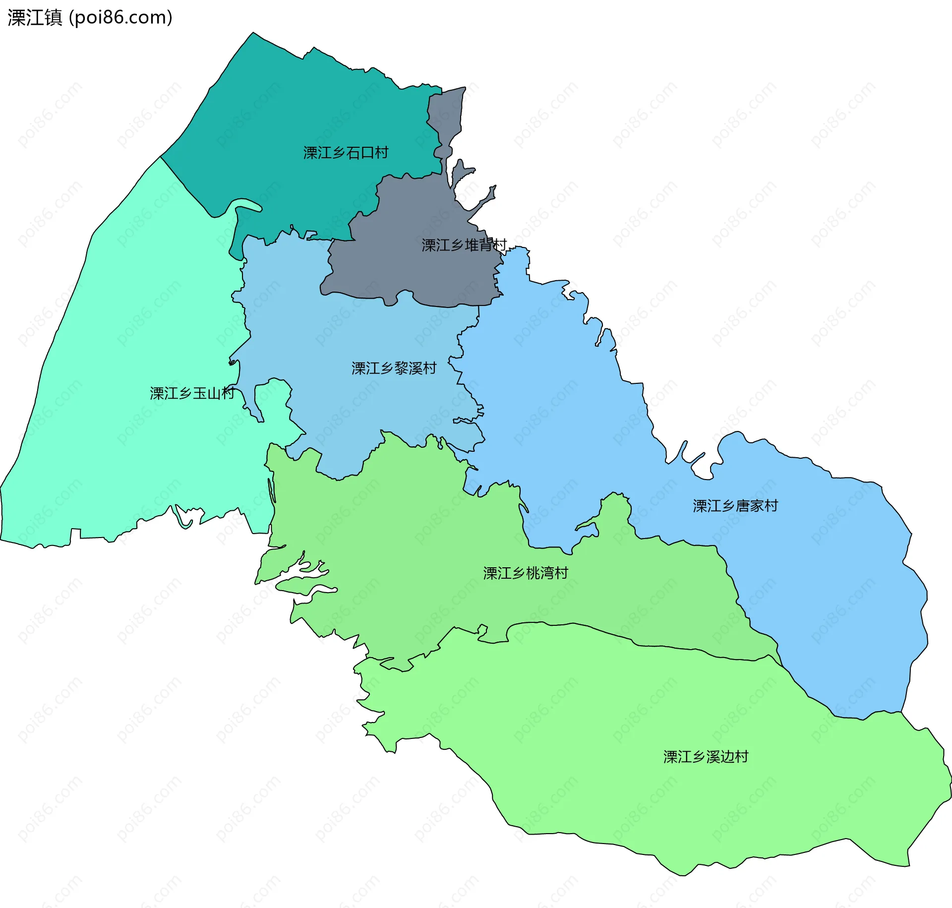 溧江镇边界地图(五级行政区划)