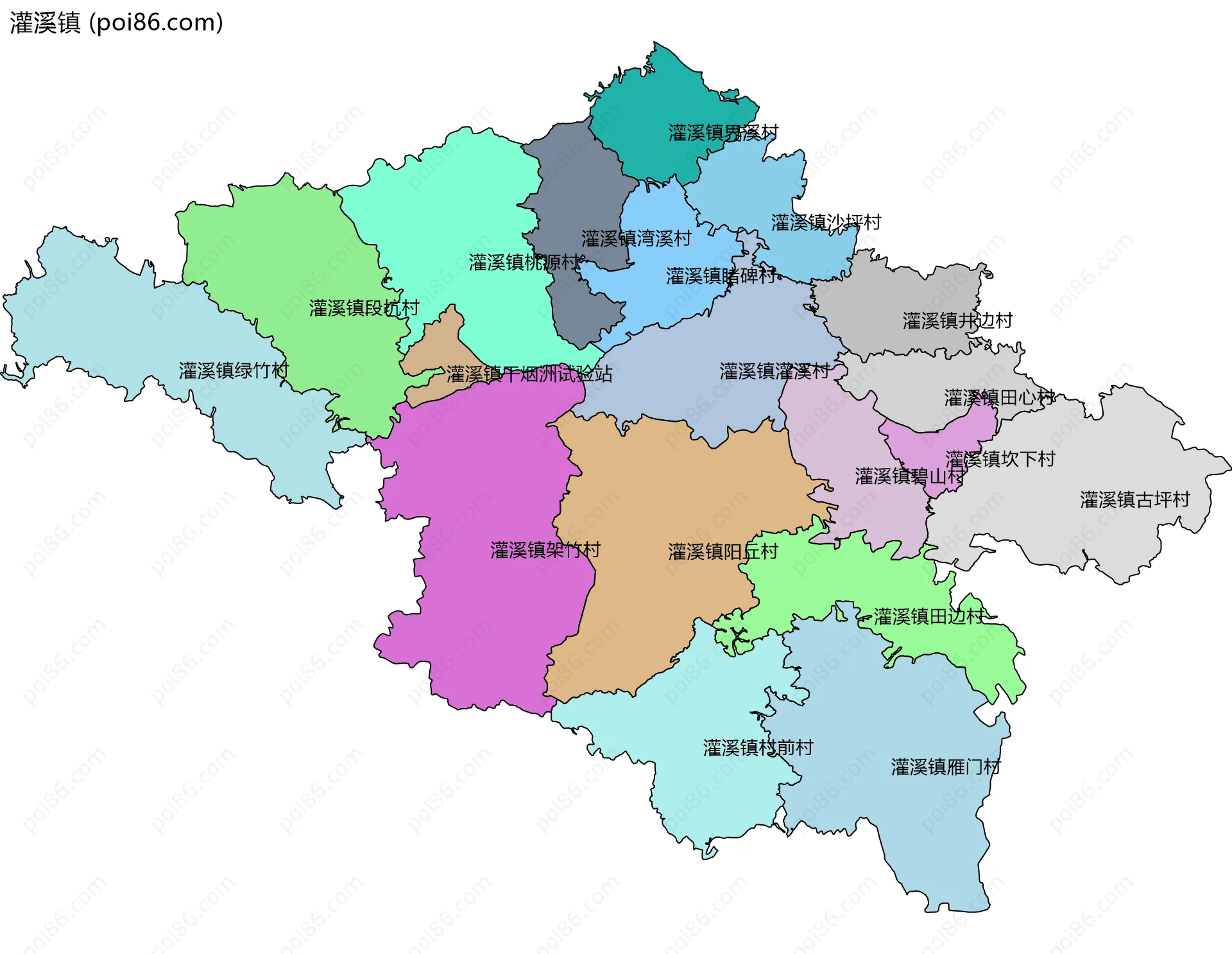 灌溪镇边界地图(五级行政区划)