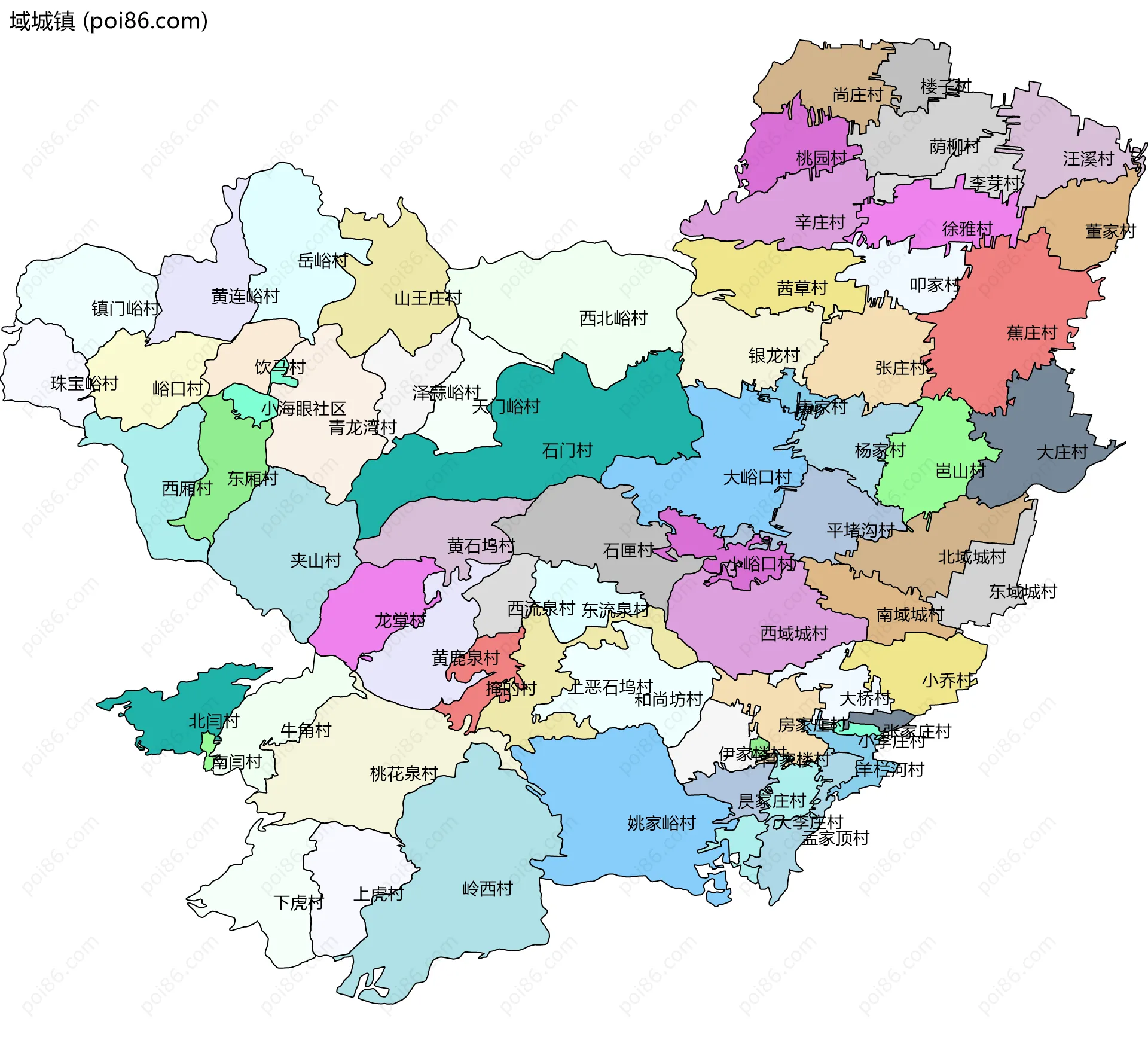 域城镇边界地图(五级行政区划)