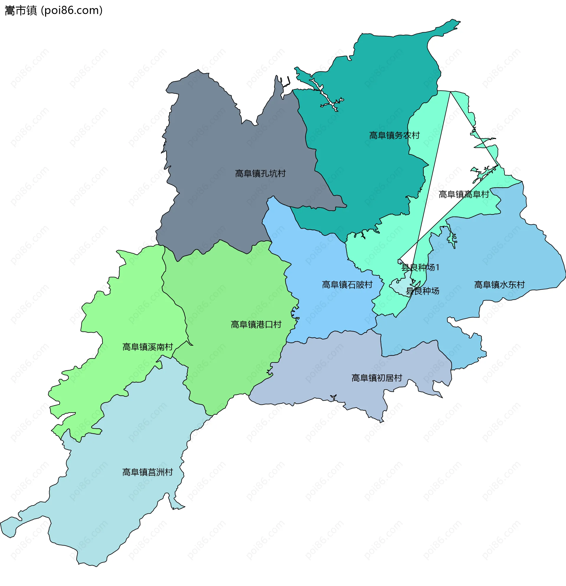 嵩市镇边界地图(五级行政区划)