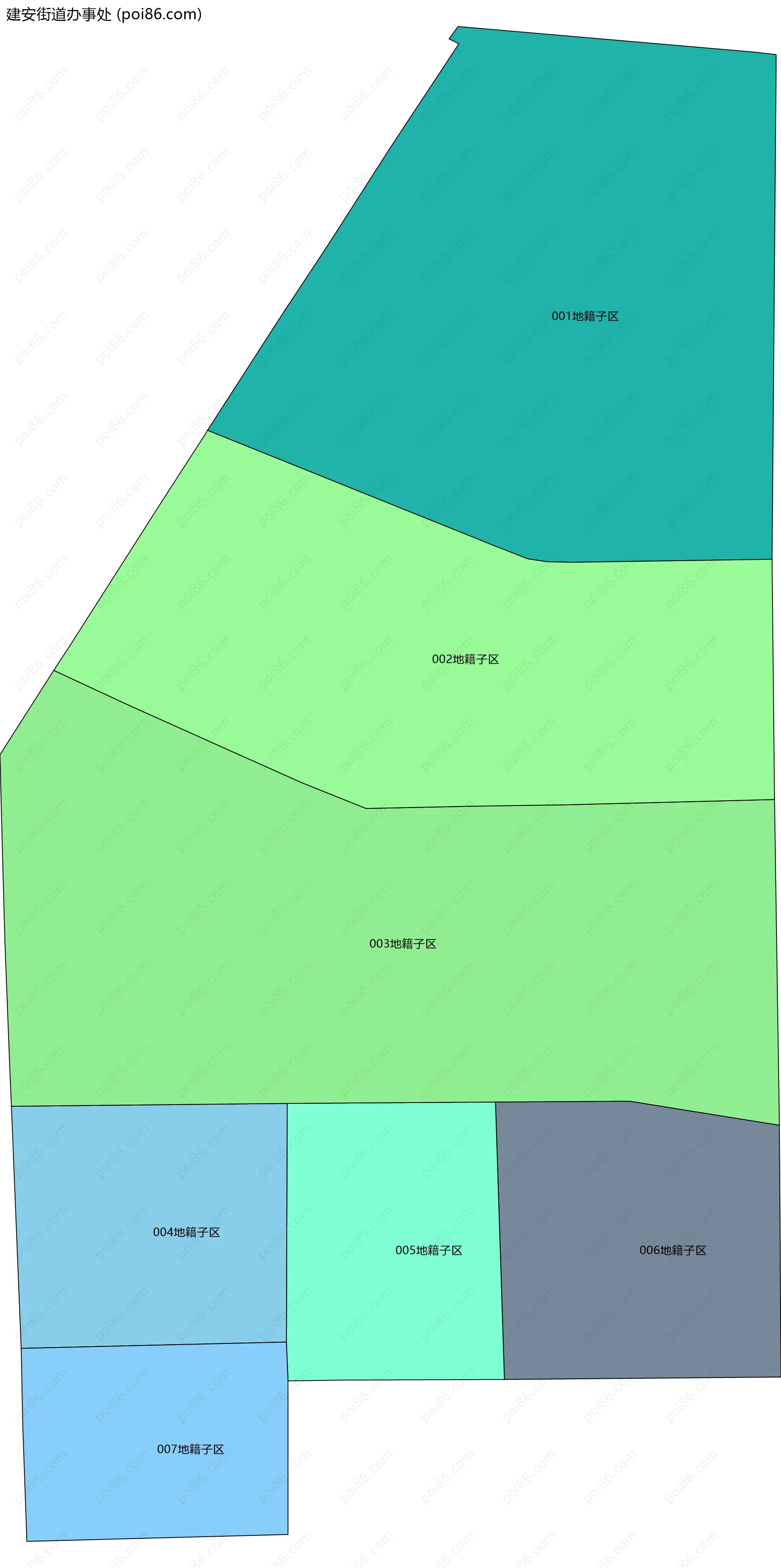 建安街道办事处边界地图(五级行政区划)