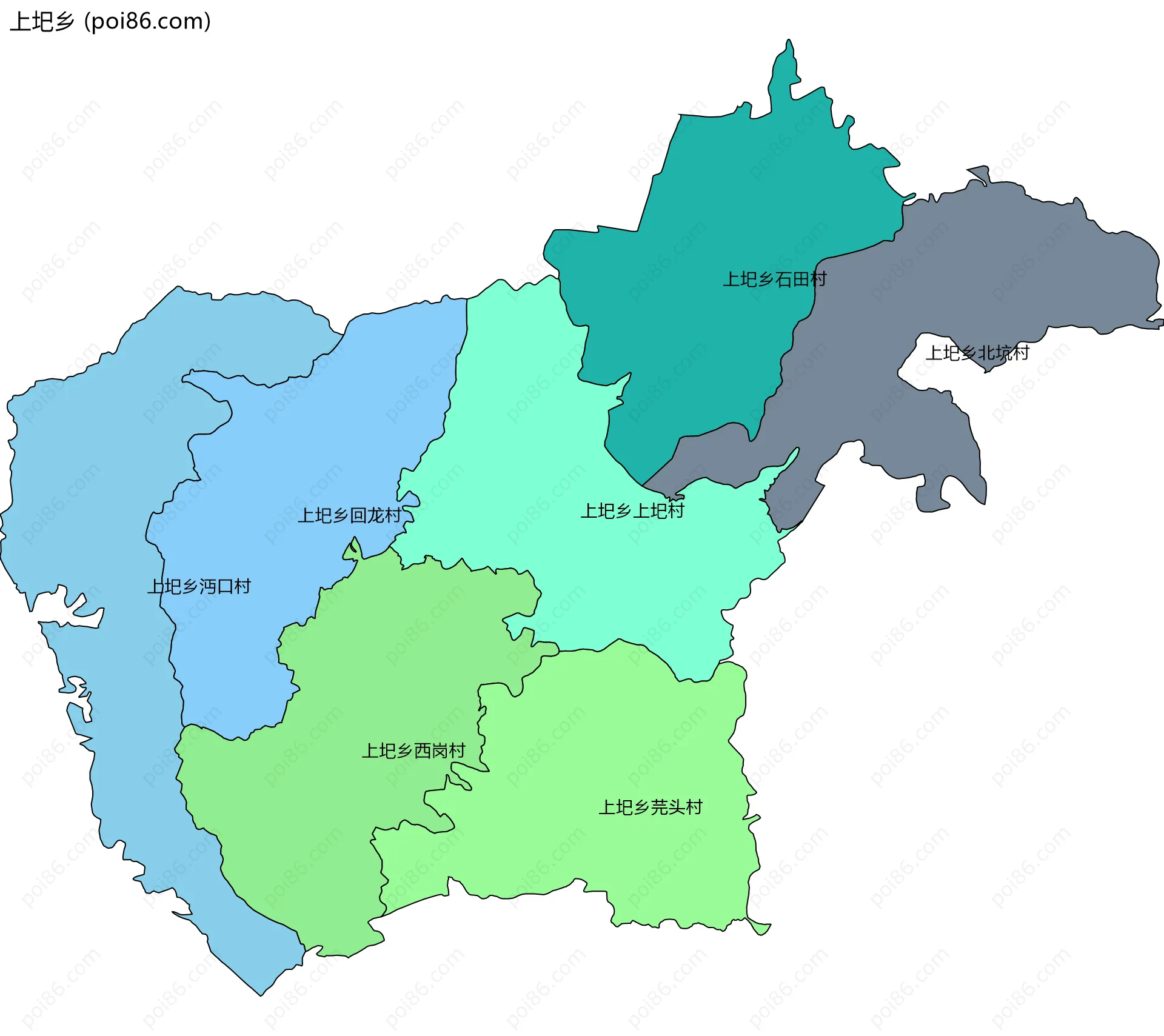 上圯乡边界地图(五级行政区划)