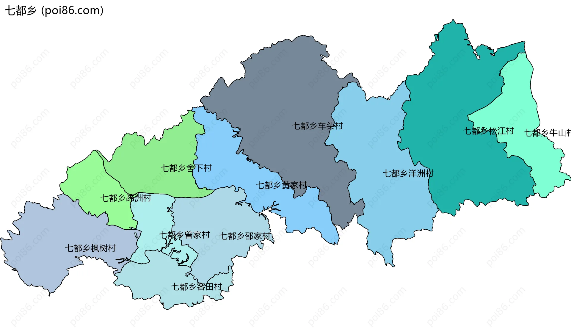 七都乡边界地图(五级行政区划)