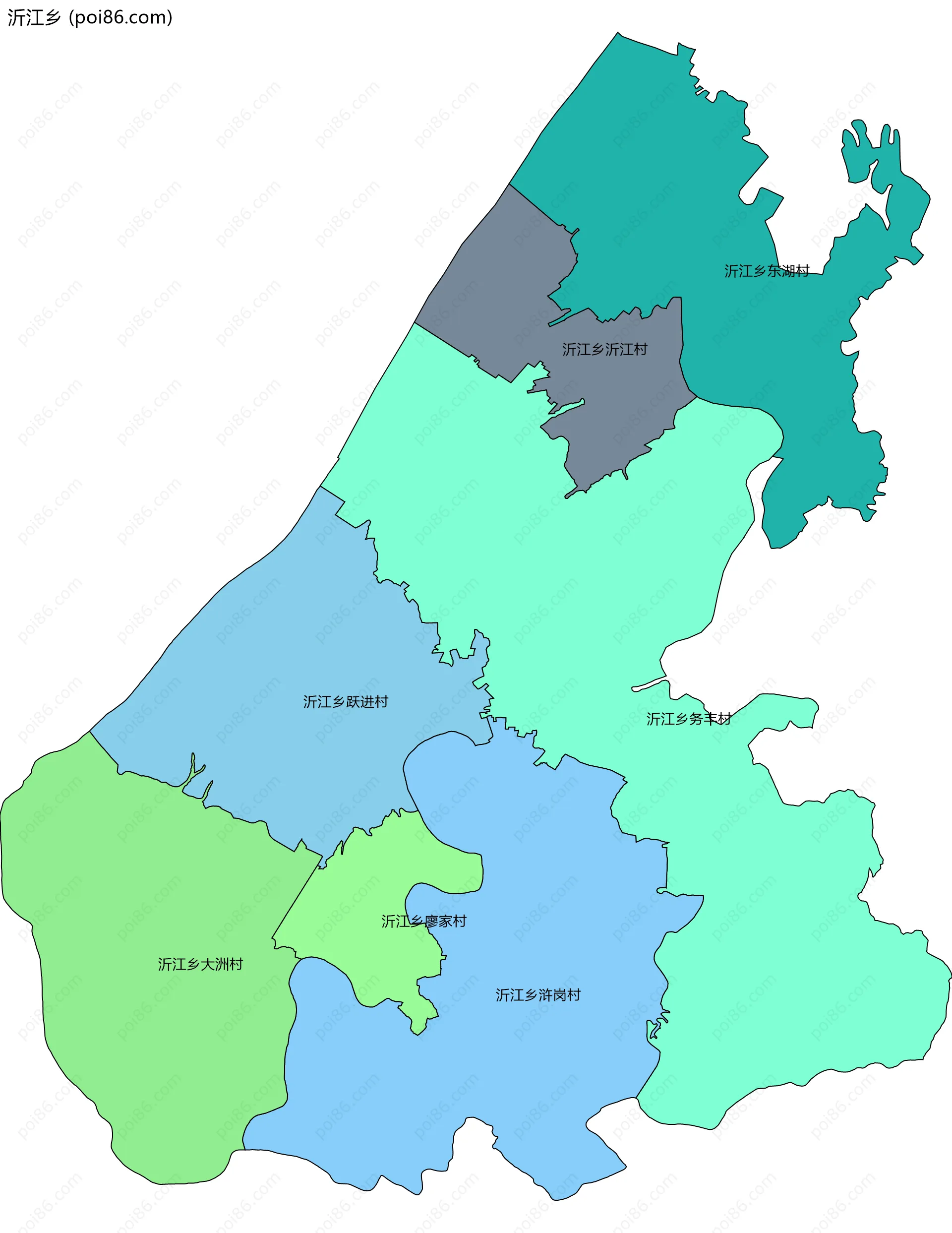 沂江乡边界地图(五级行政区划)