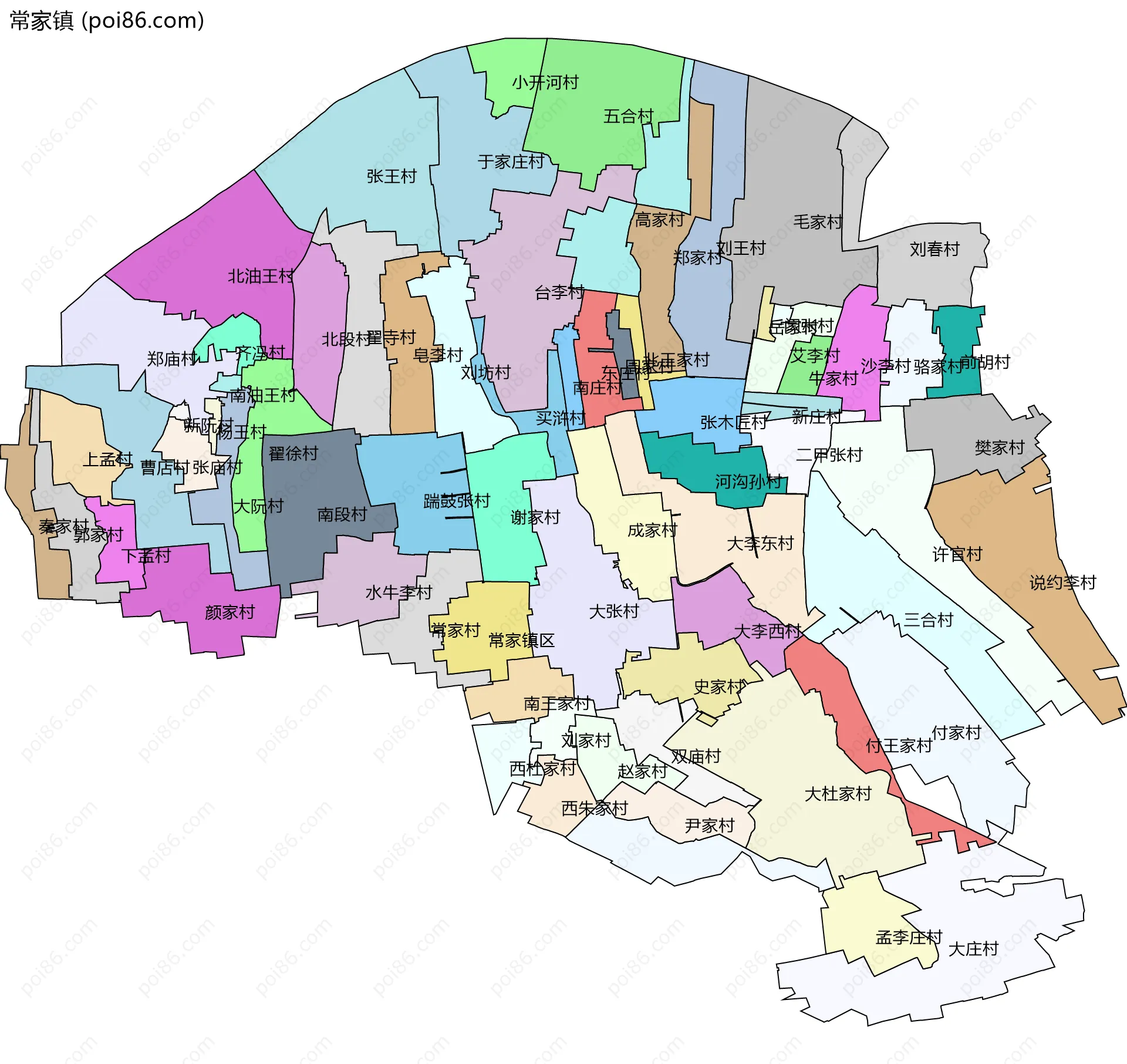 常家镇边界地图(五级行政区划)