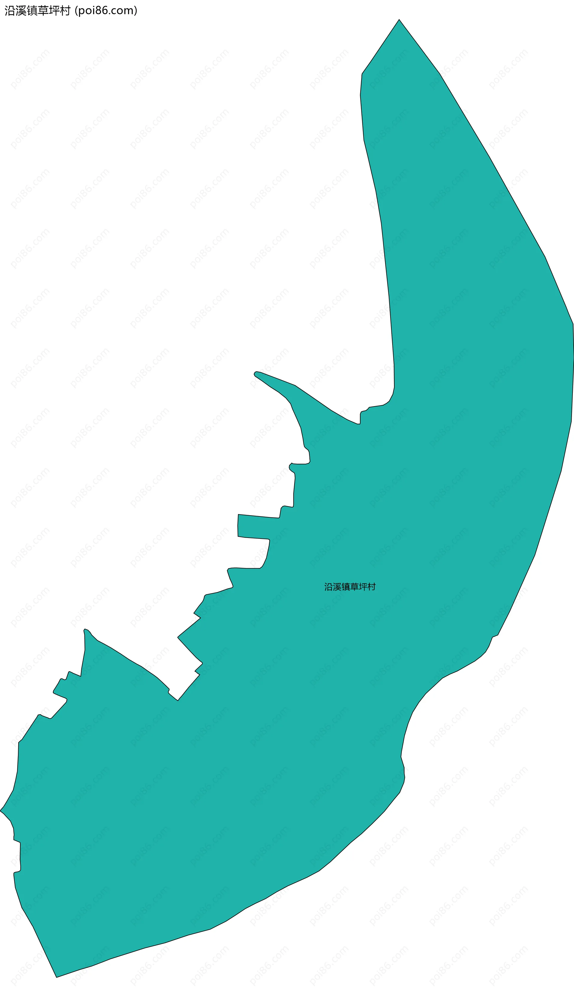 沿溪镇草坪村边界地图