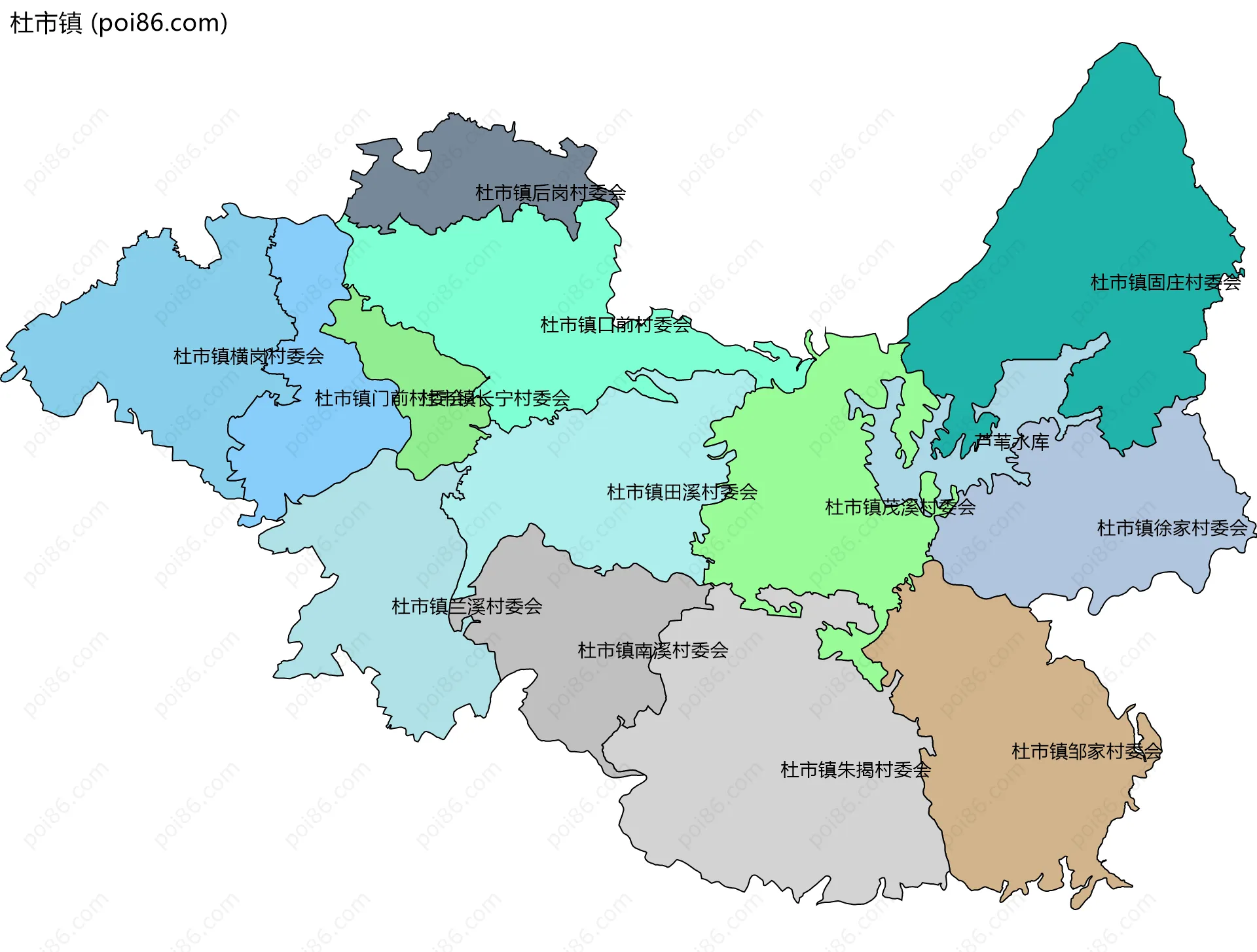 杜市镇边界地图(五级行政区划)