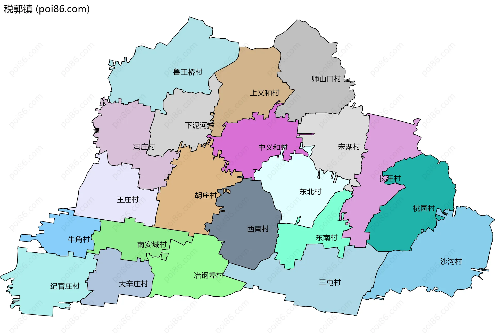 税郭镇边界地图(五级行政区划)