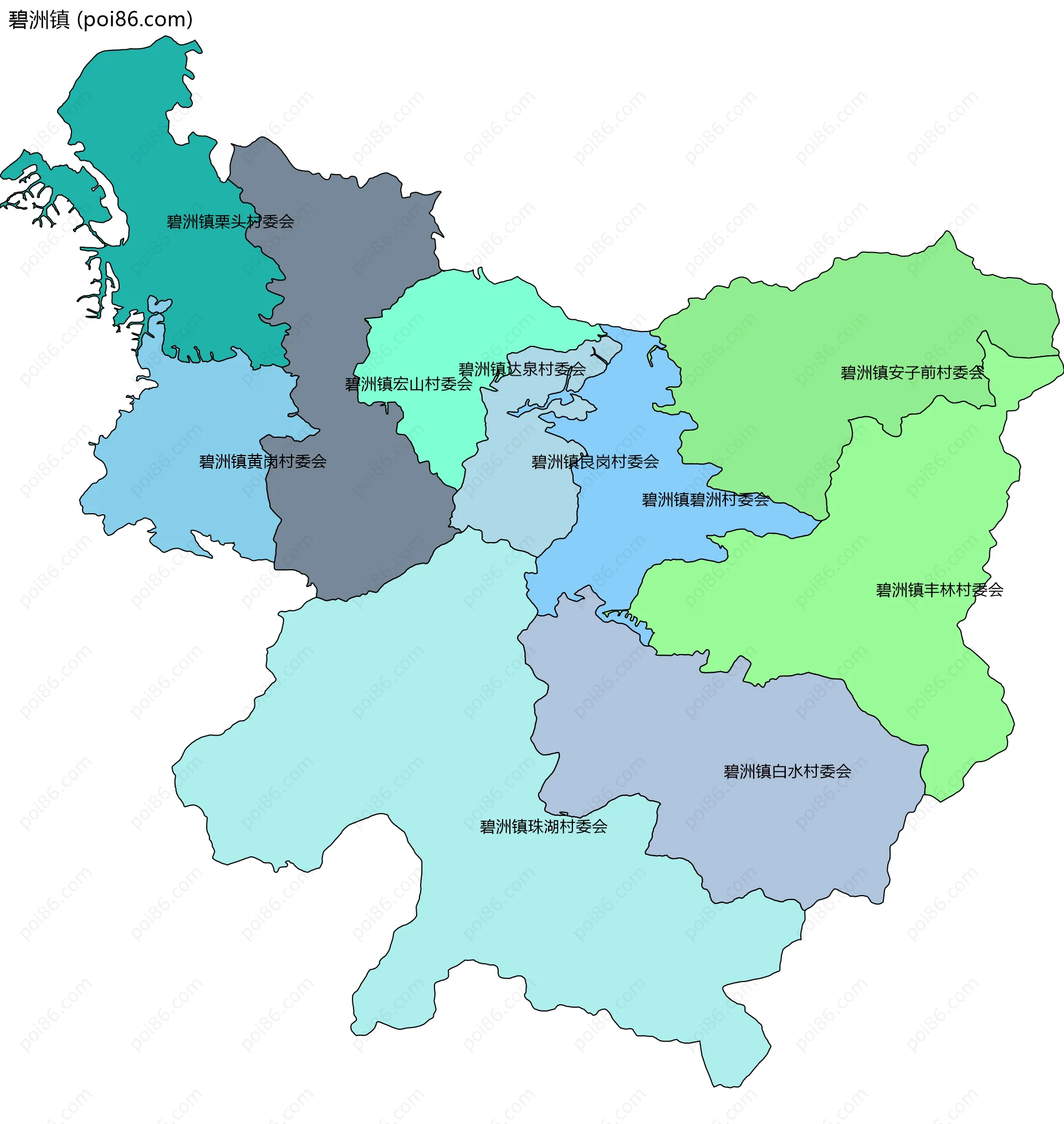 碧洲镇边界地图(五级行政区划)