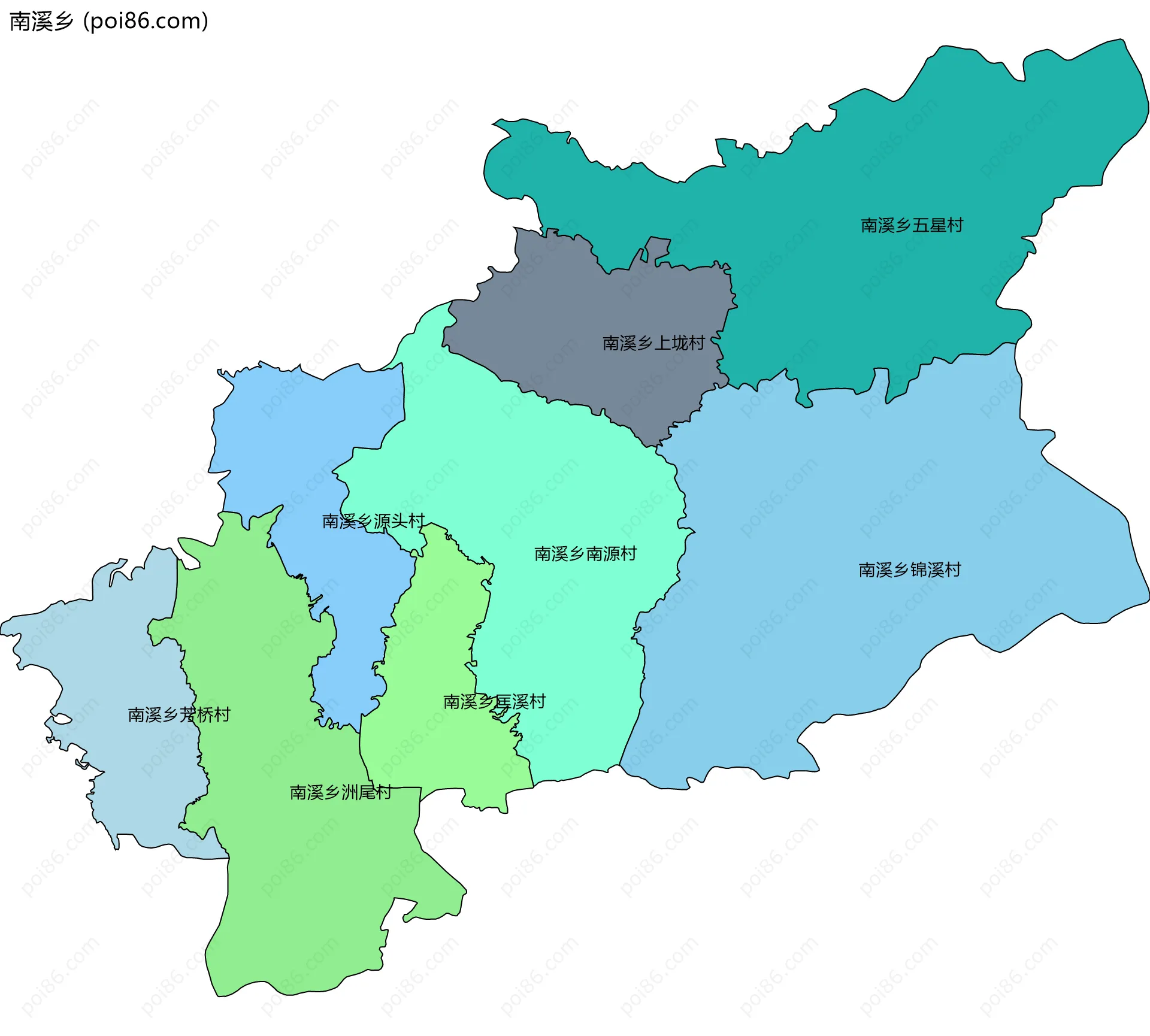 南溪乡边界地图(五级行政区划)
