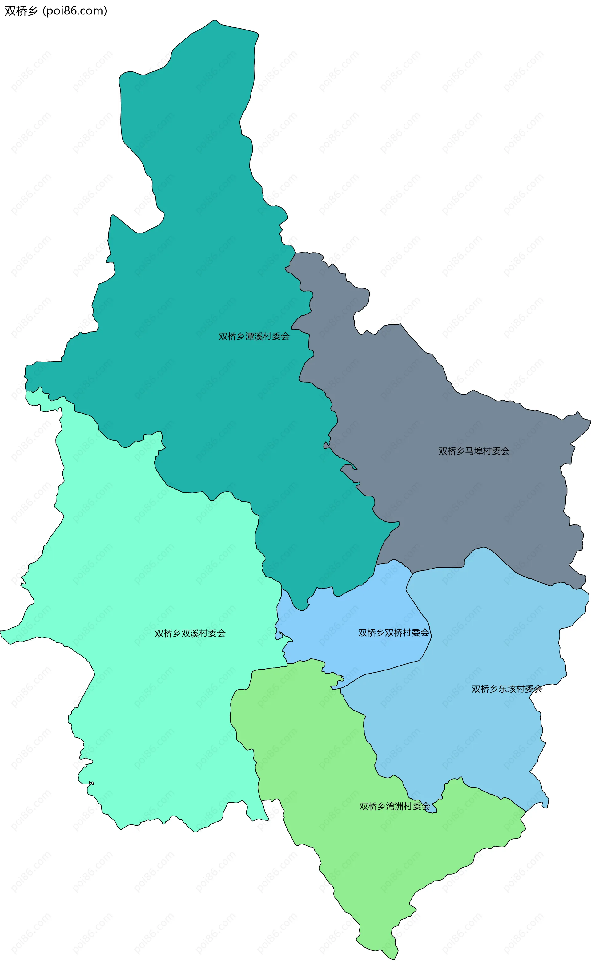 双桥乡边界地图(五级行政区划)