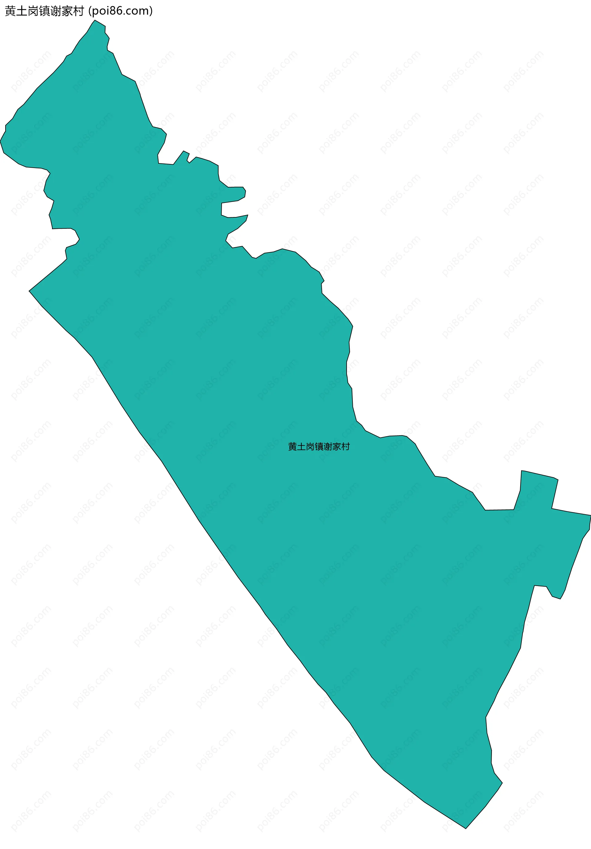 黄土岗镇谢家村边界地图