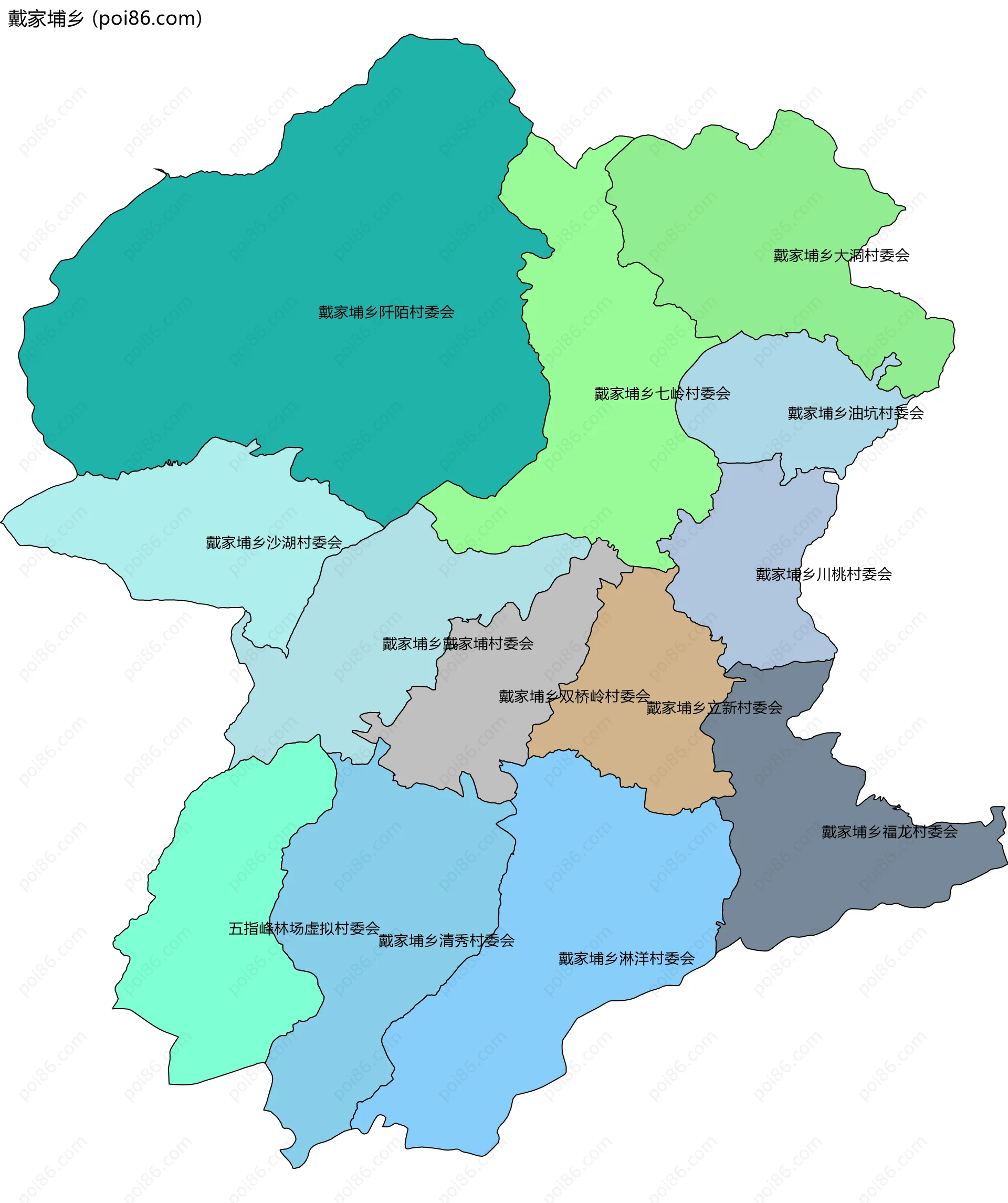 戴家埔乡边界地图(五级行政区划)